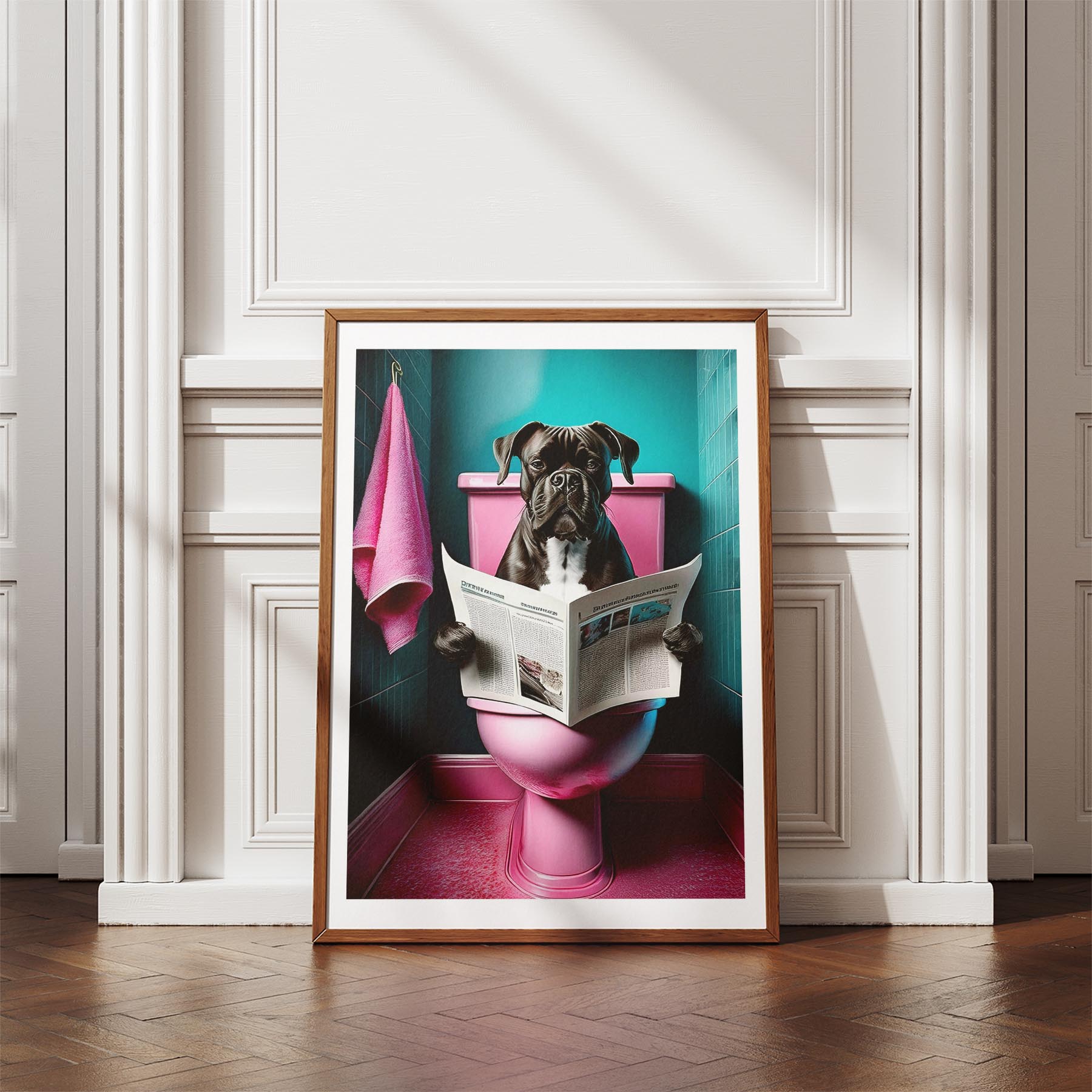 Boxer Toilet Dogs PInk and Turquise image 4