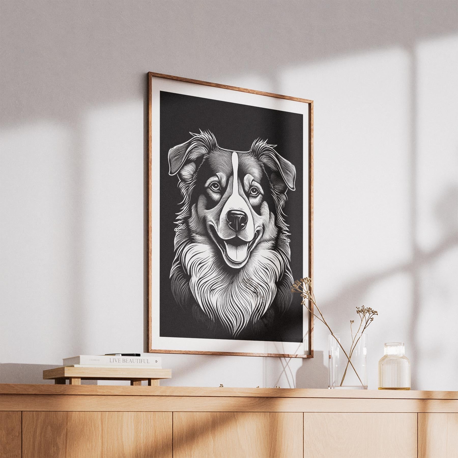 Australian Shepherd Line Dog Series in Black and White image 5