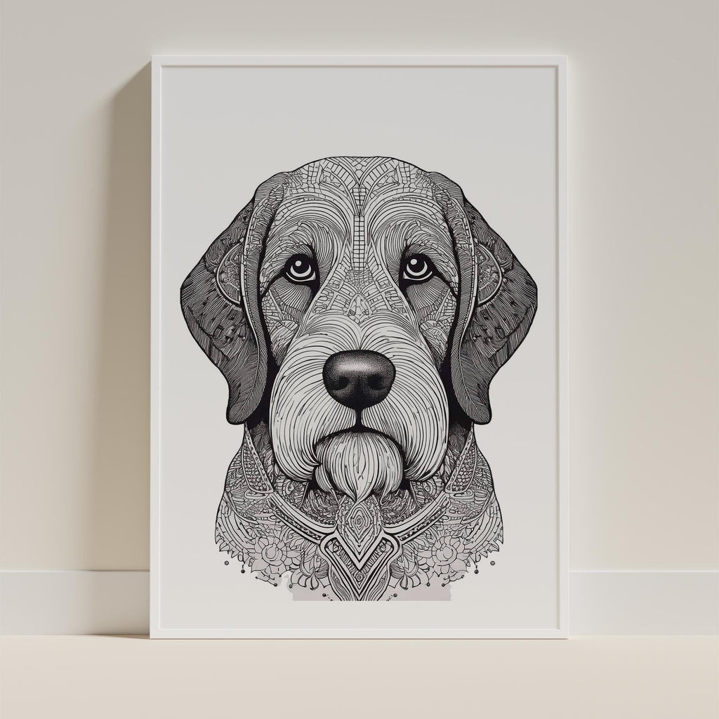 Old English Sheepdog Mandala Black and White Dog Series image 9