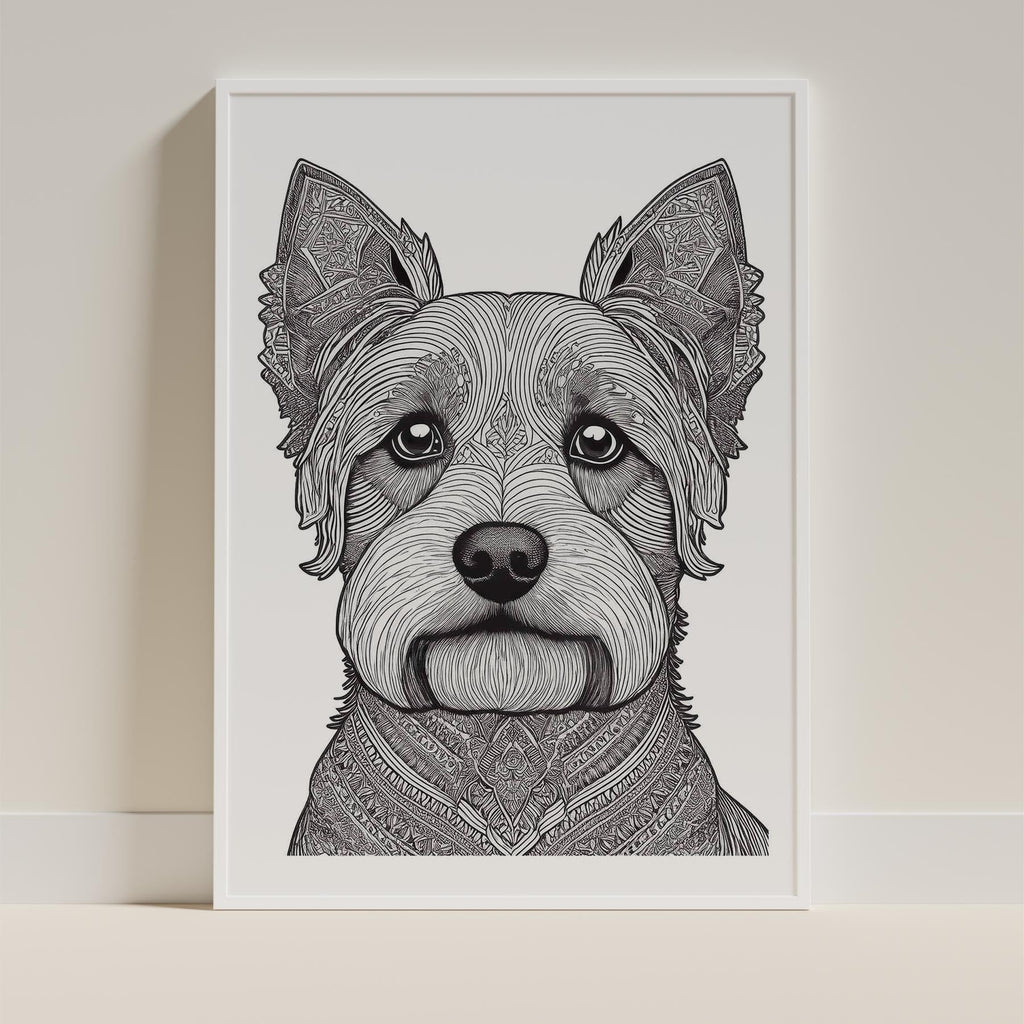 Yorkshire Terrier Mandala Black and White Dog Series image 9