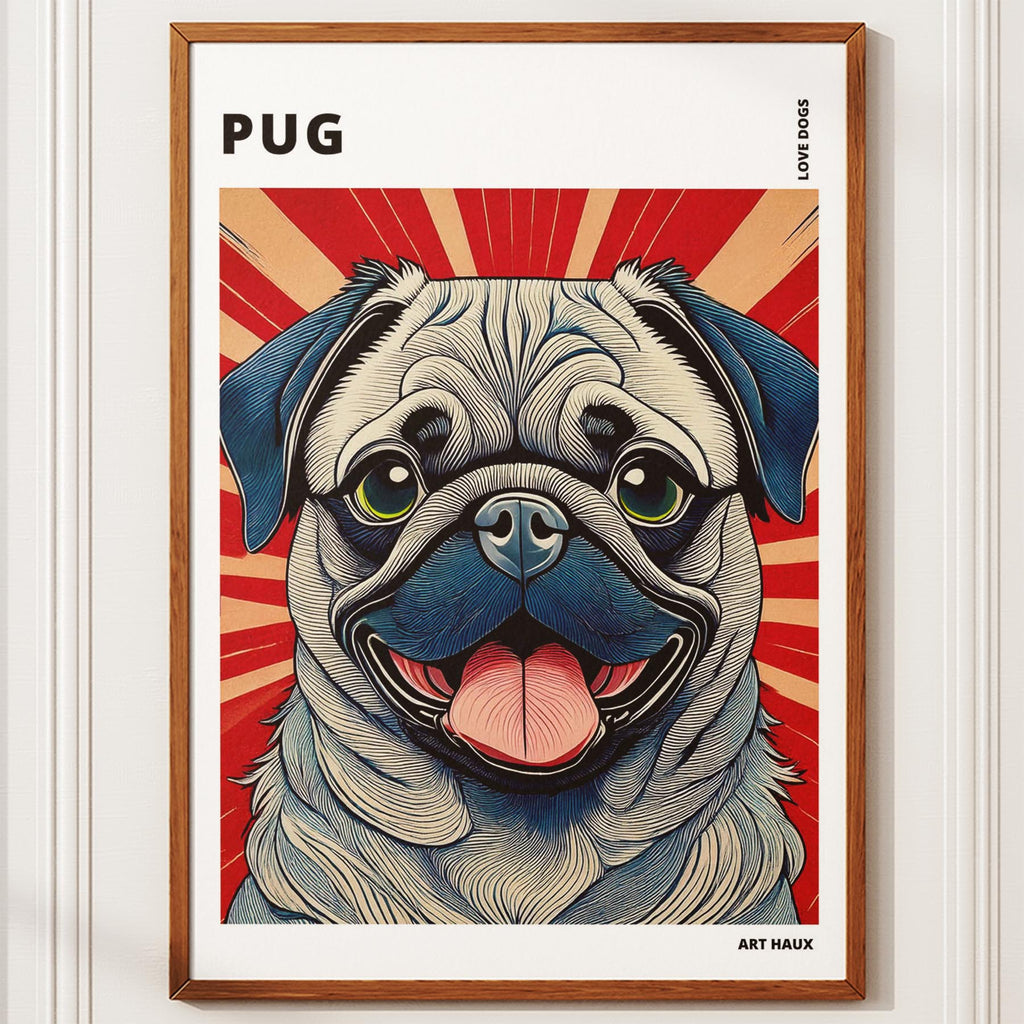Pug Hokusai Japanese Inspired Dog Series with Text image 9