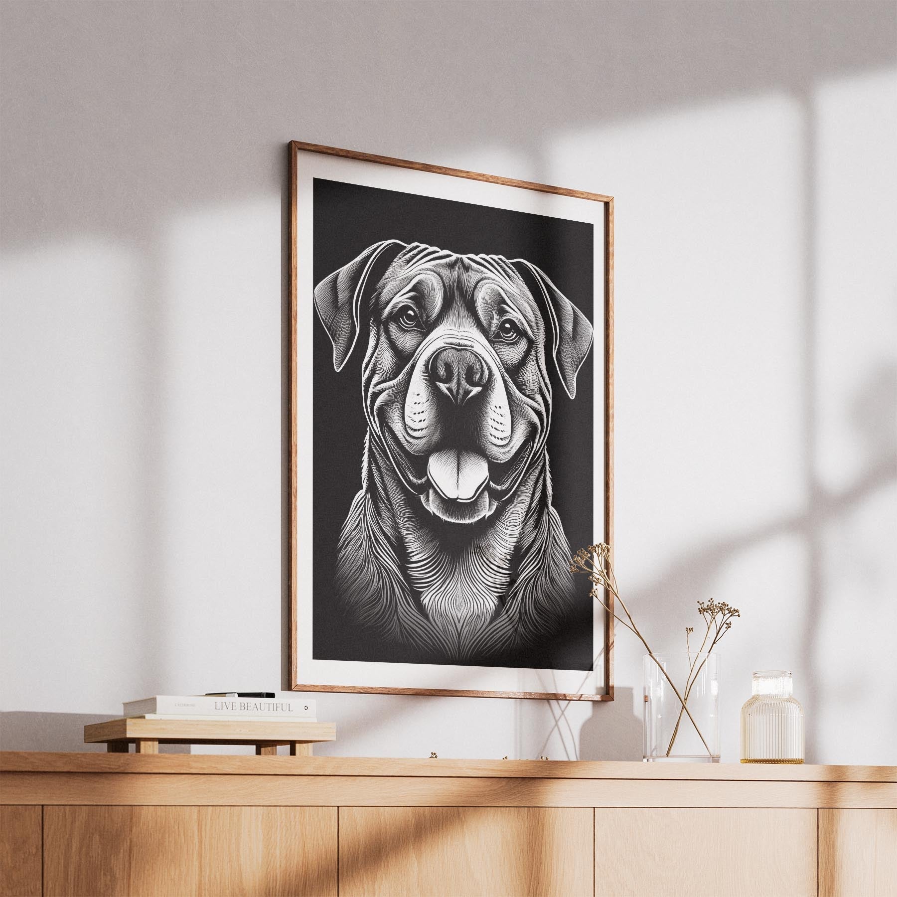 Dogue de Bordeaux Line Dog Series in Black and White image 5