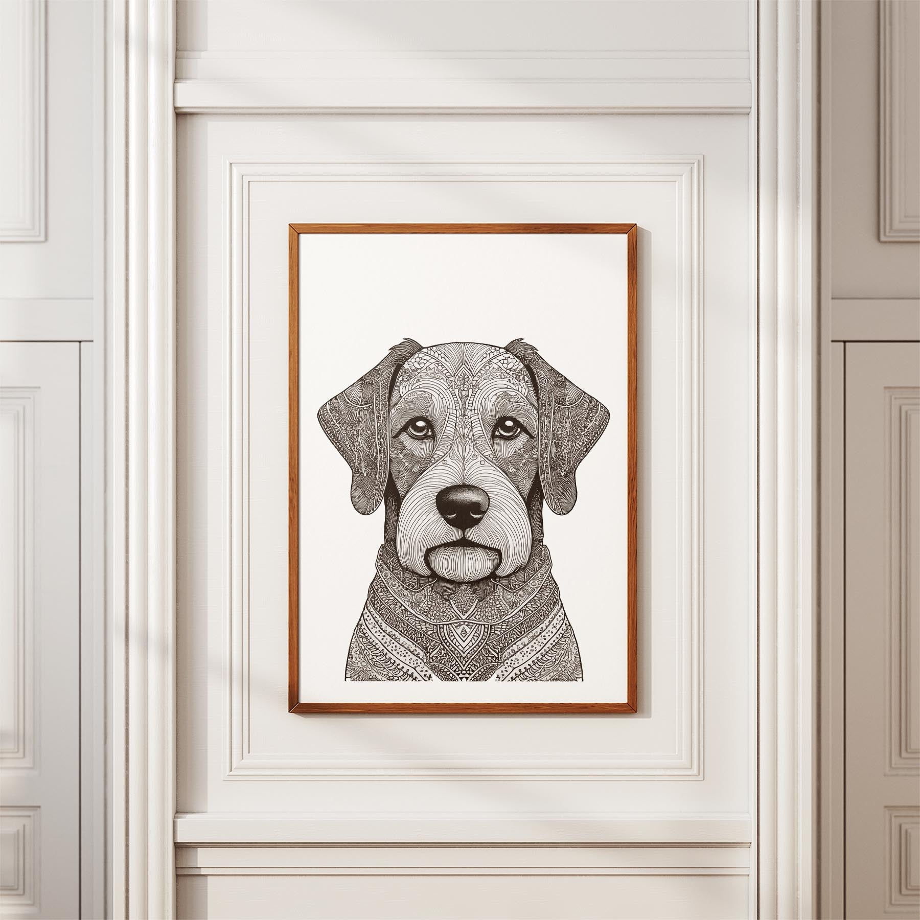 Australian Silky Terrier Mandala Black and White Dog Series image 3