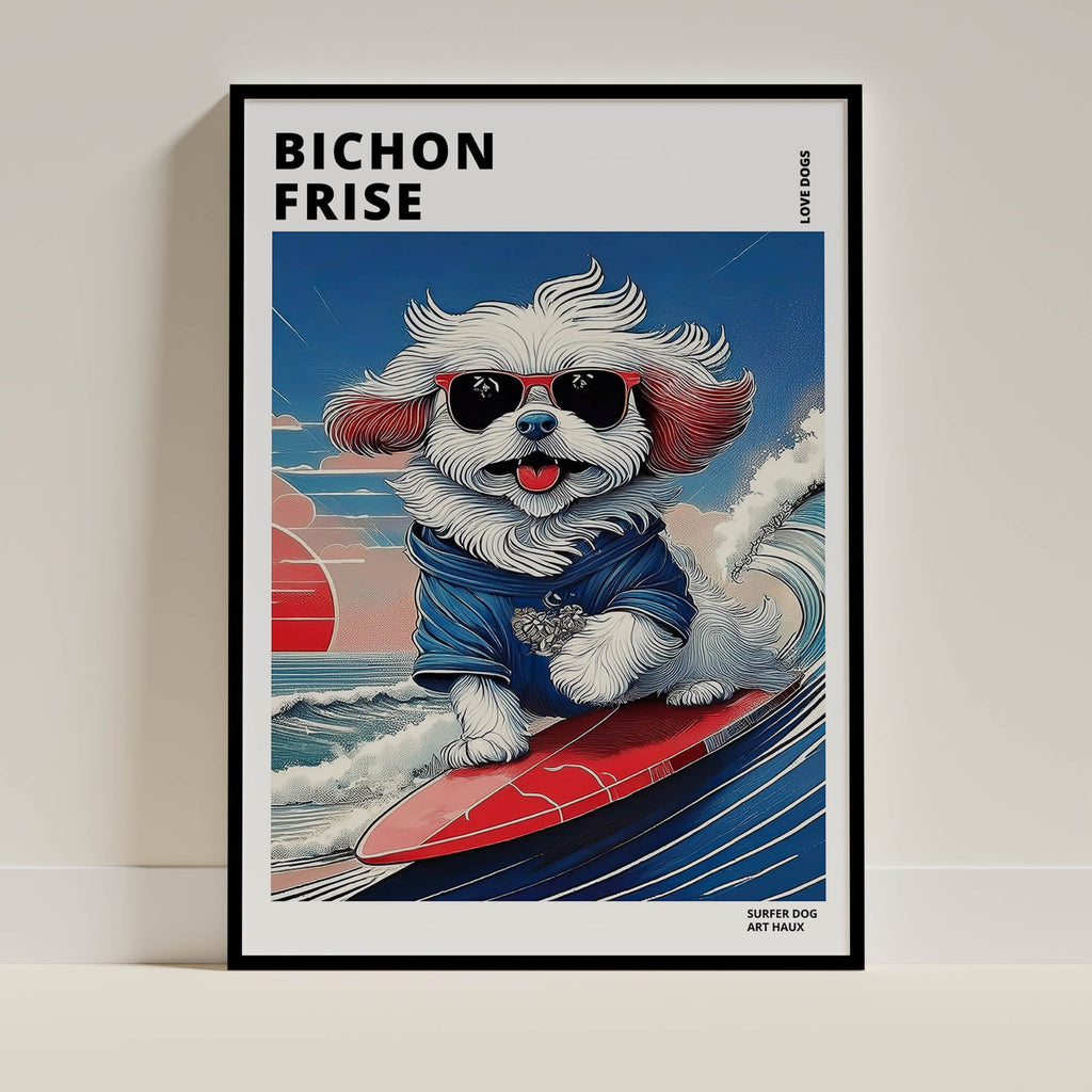 Bichon Frise Hokosai Surfer Dogs 1 image 0