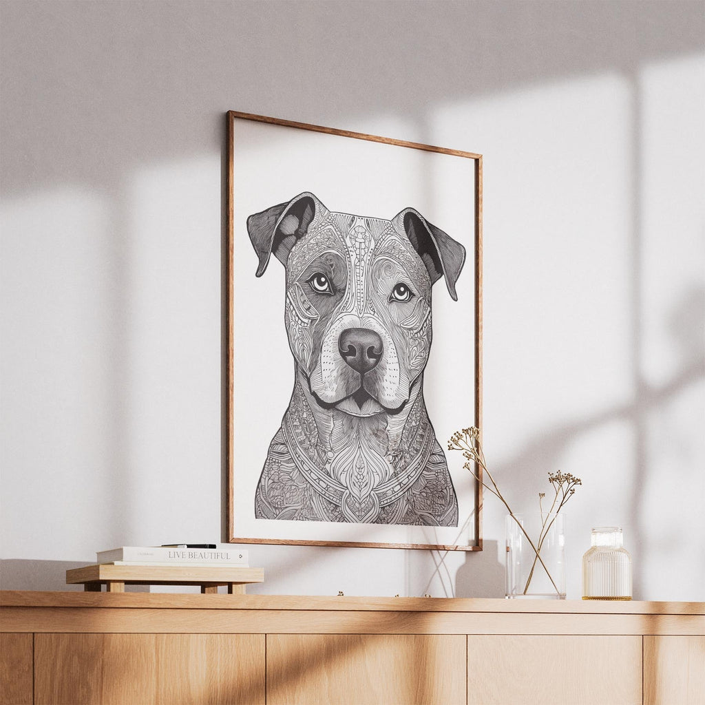 Staffordshire Bull Terrier Mandala Black and White Dog Series image 5