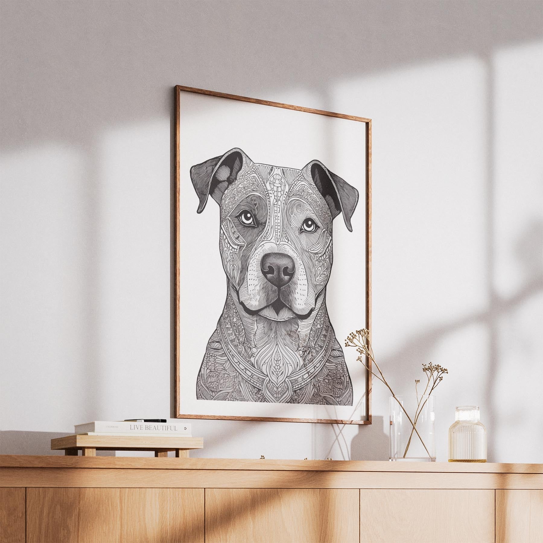 Staffordshire Bull Terrier Mandala Black and White Dog Series image 5