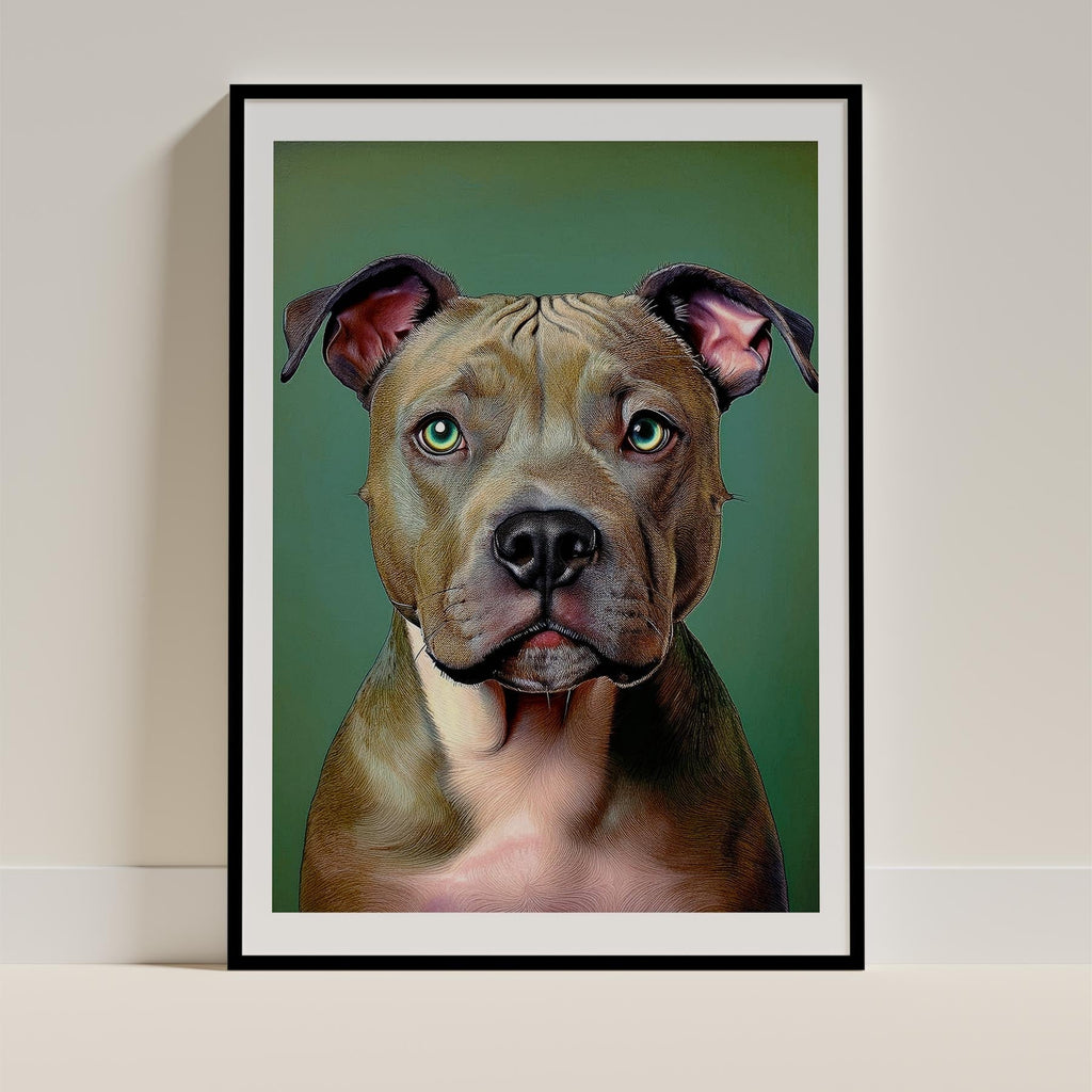 Staffordshire Bull Terrier Green Painted Series image 0