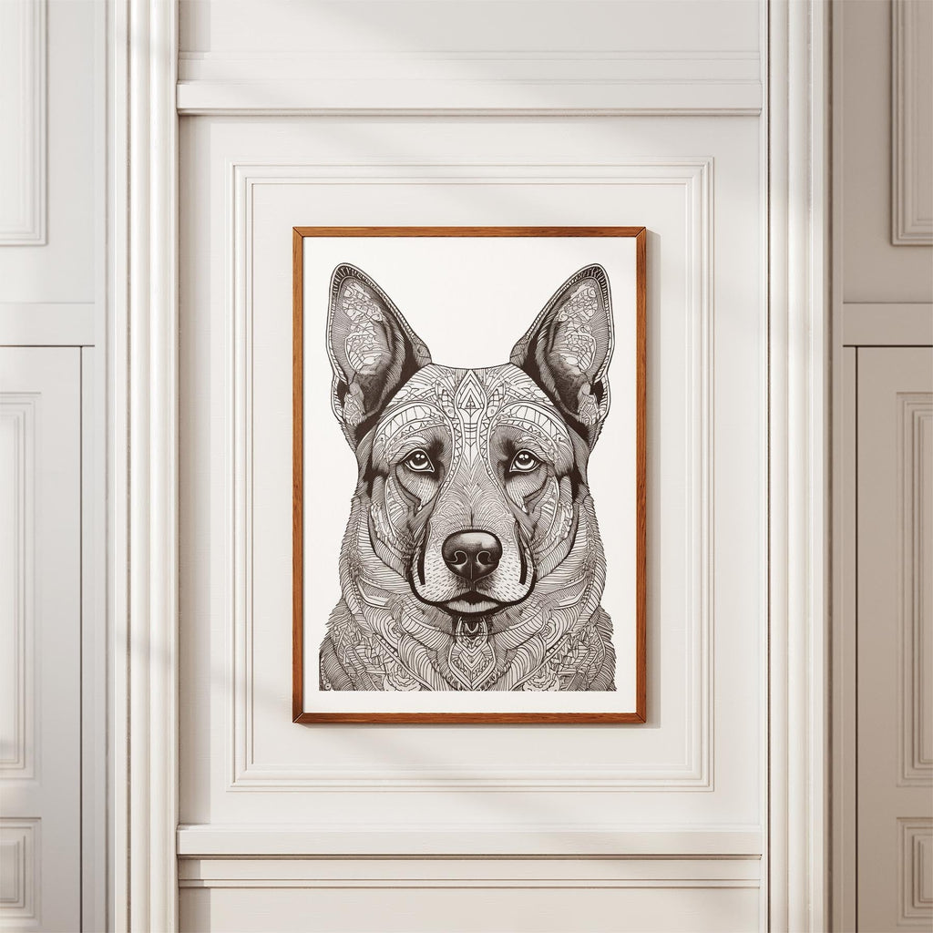 German Shepherd Mandala Black and White Dog Series image 3