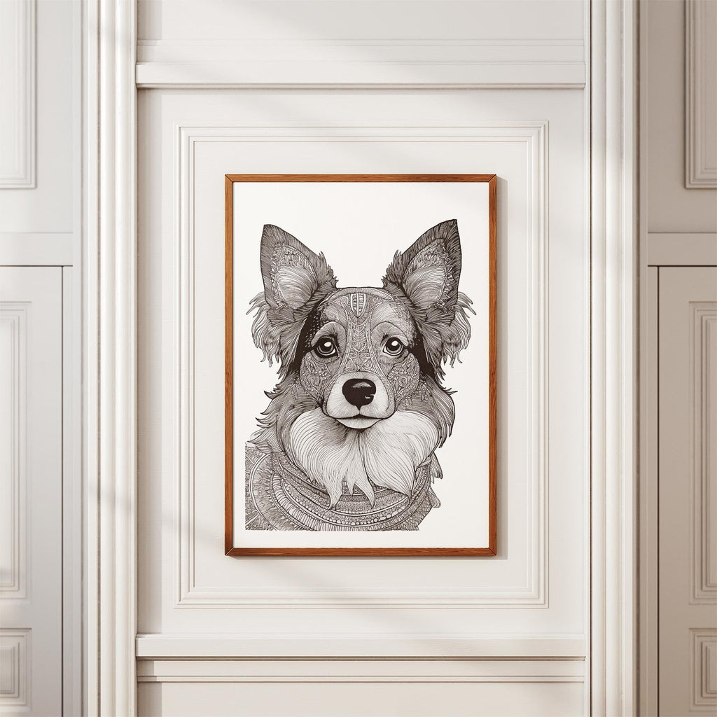 Papillon Mandala Black and White Dog Series image 3