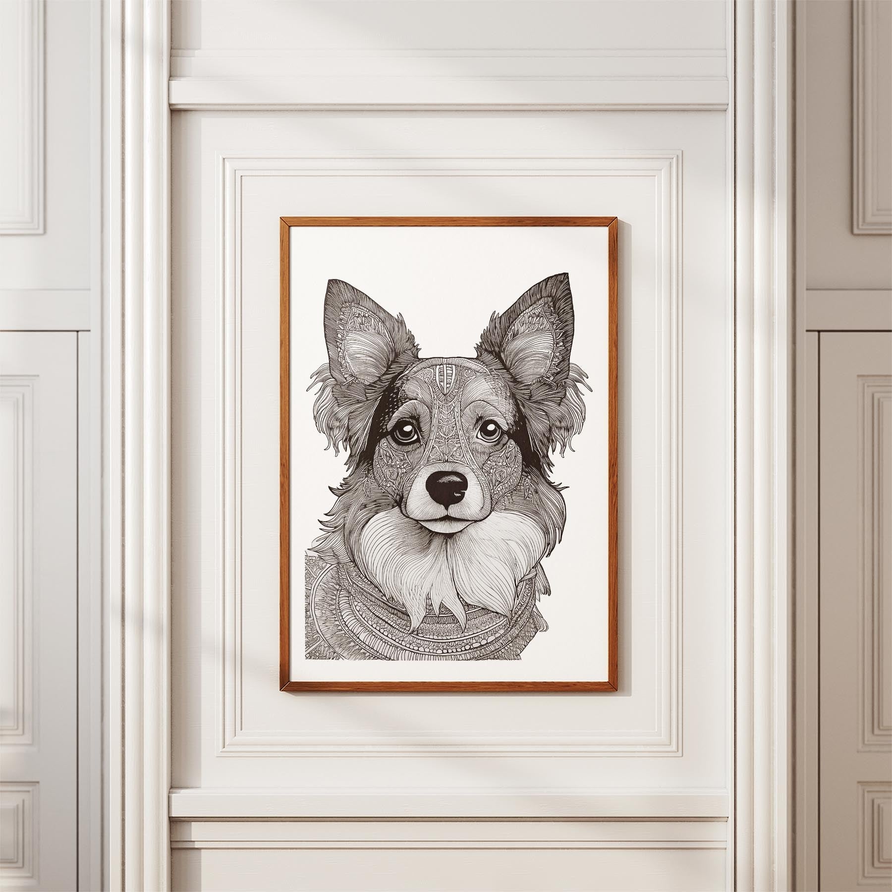 Papillon Mandala Black and White Dog Series image 3