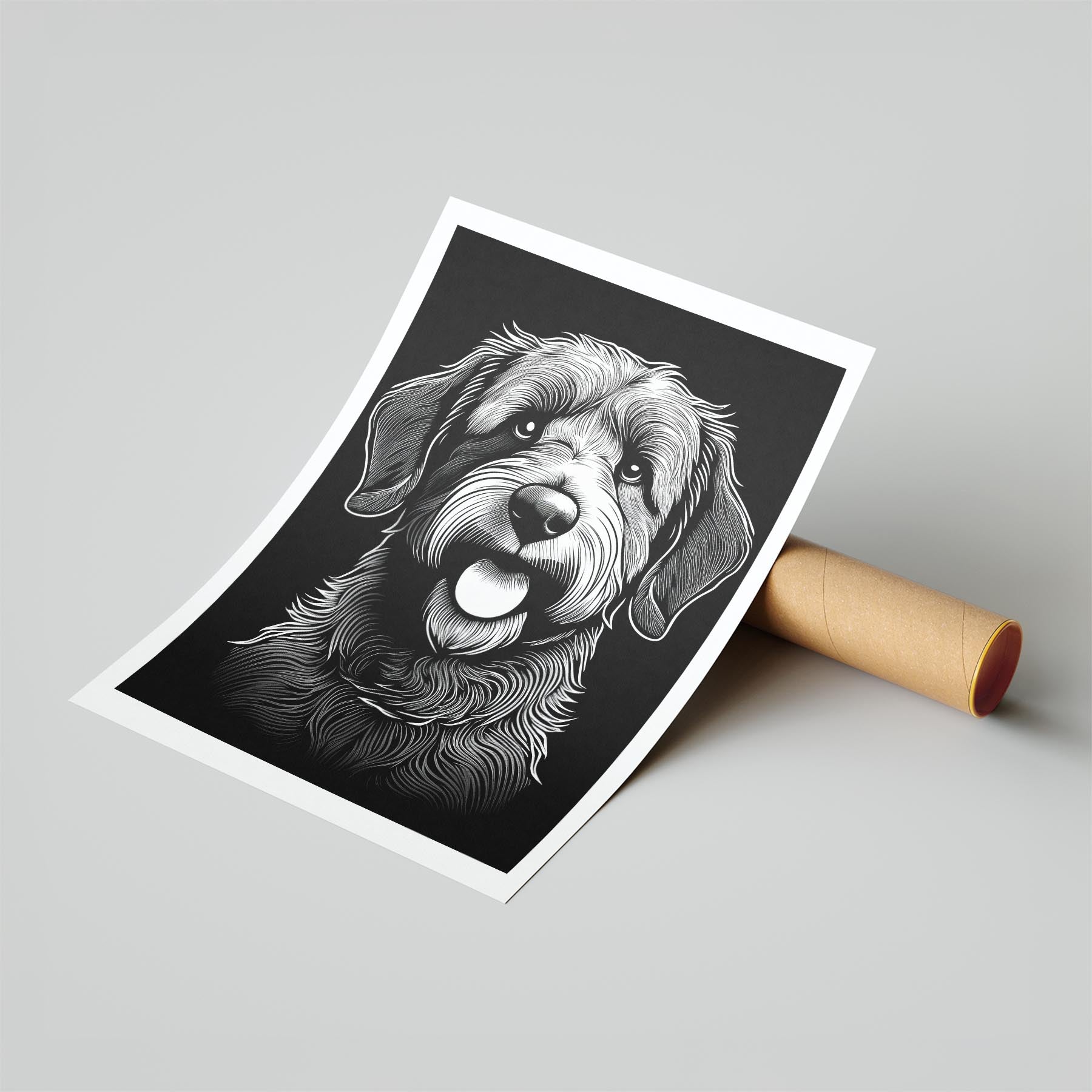 Spanish Water Dog Line Dog Series in Black and White image 6