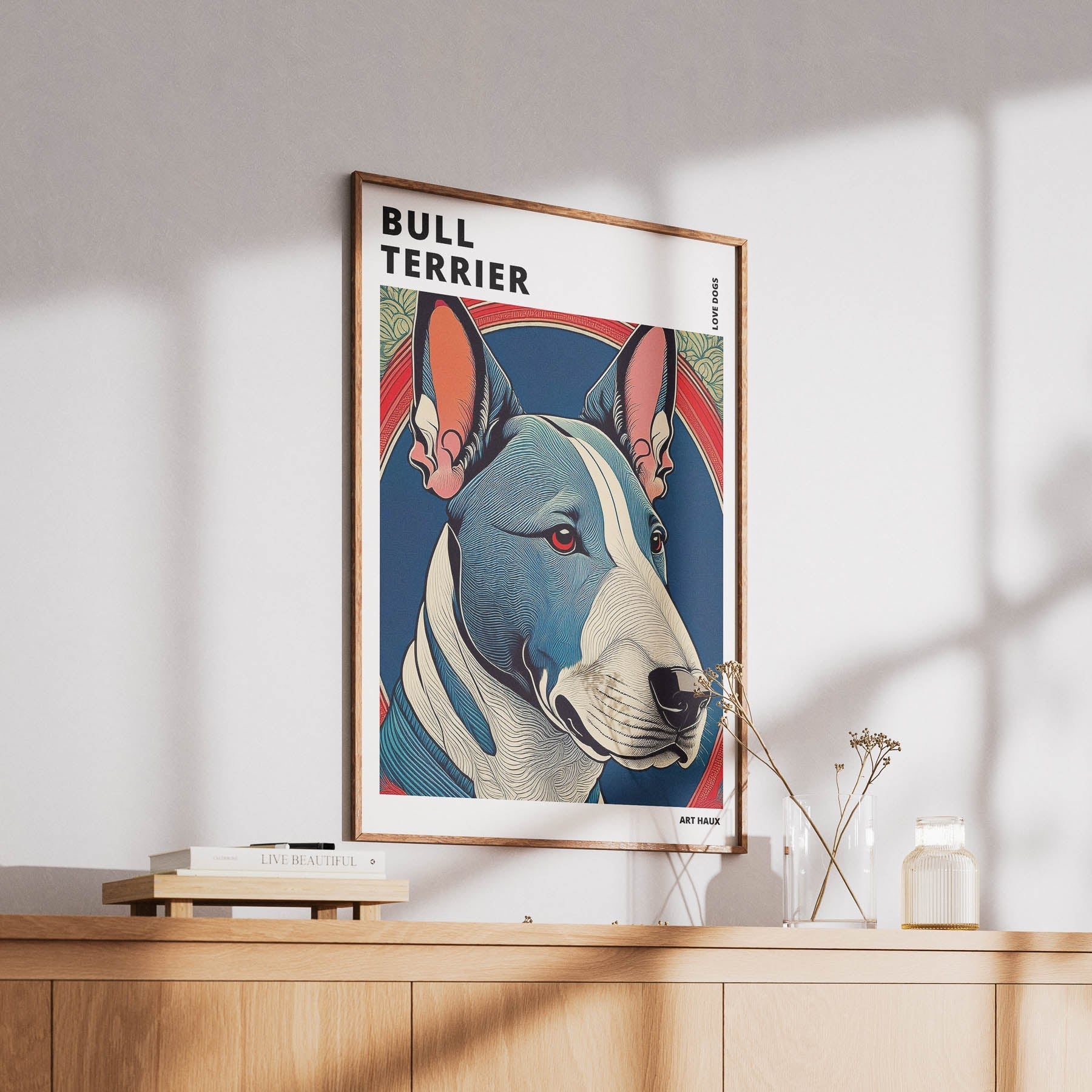 Bull Terrier Hokusai Japanese Inspired Dog Series with Text image 5