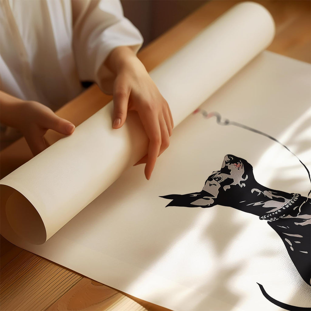 Miniature Pinscher DOGSY Series inspired by the Art of Banksy with text Dogsy image 1