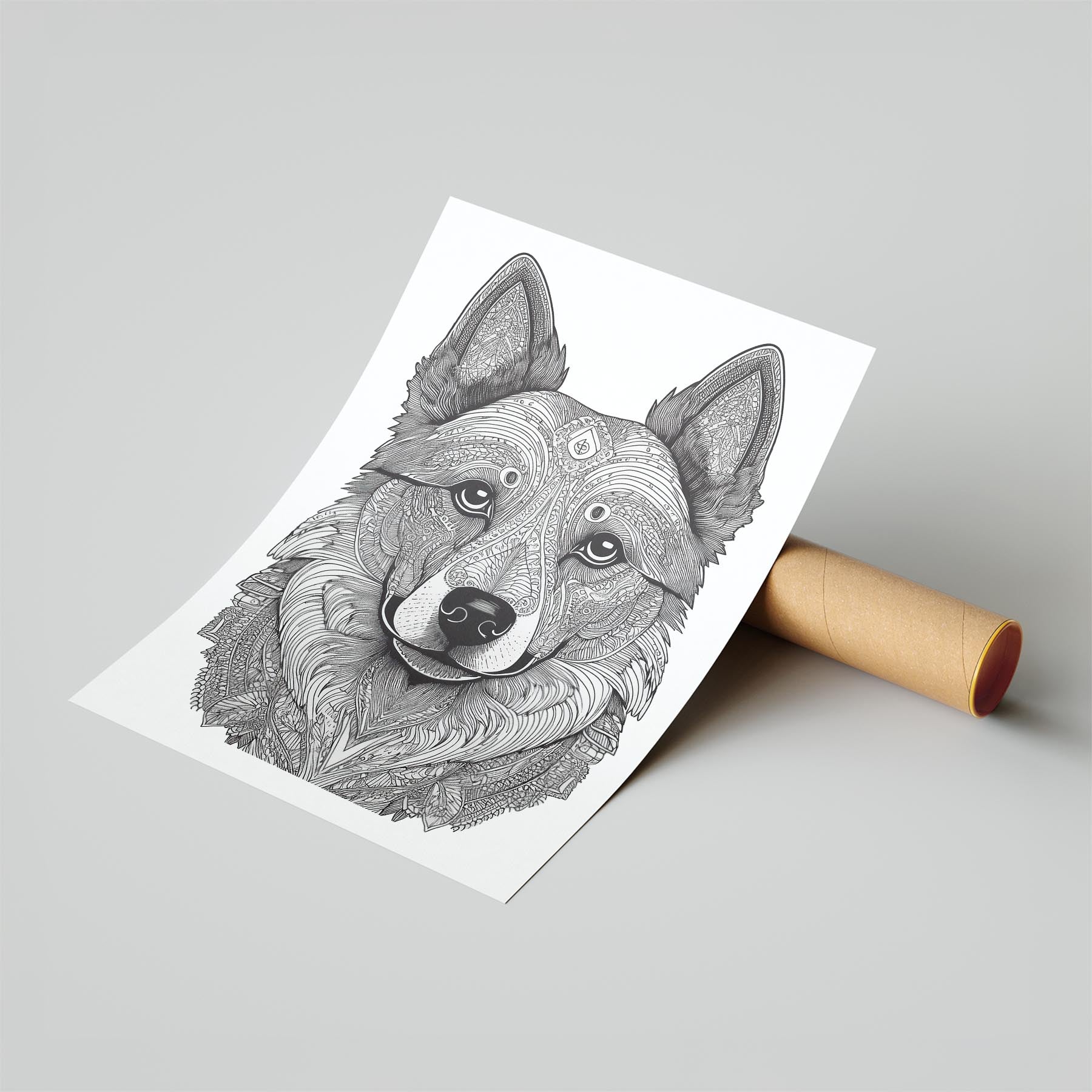 German Spitz Mandala Black and White Dog Series image 6