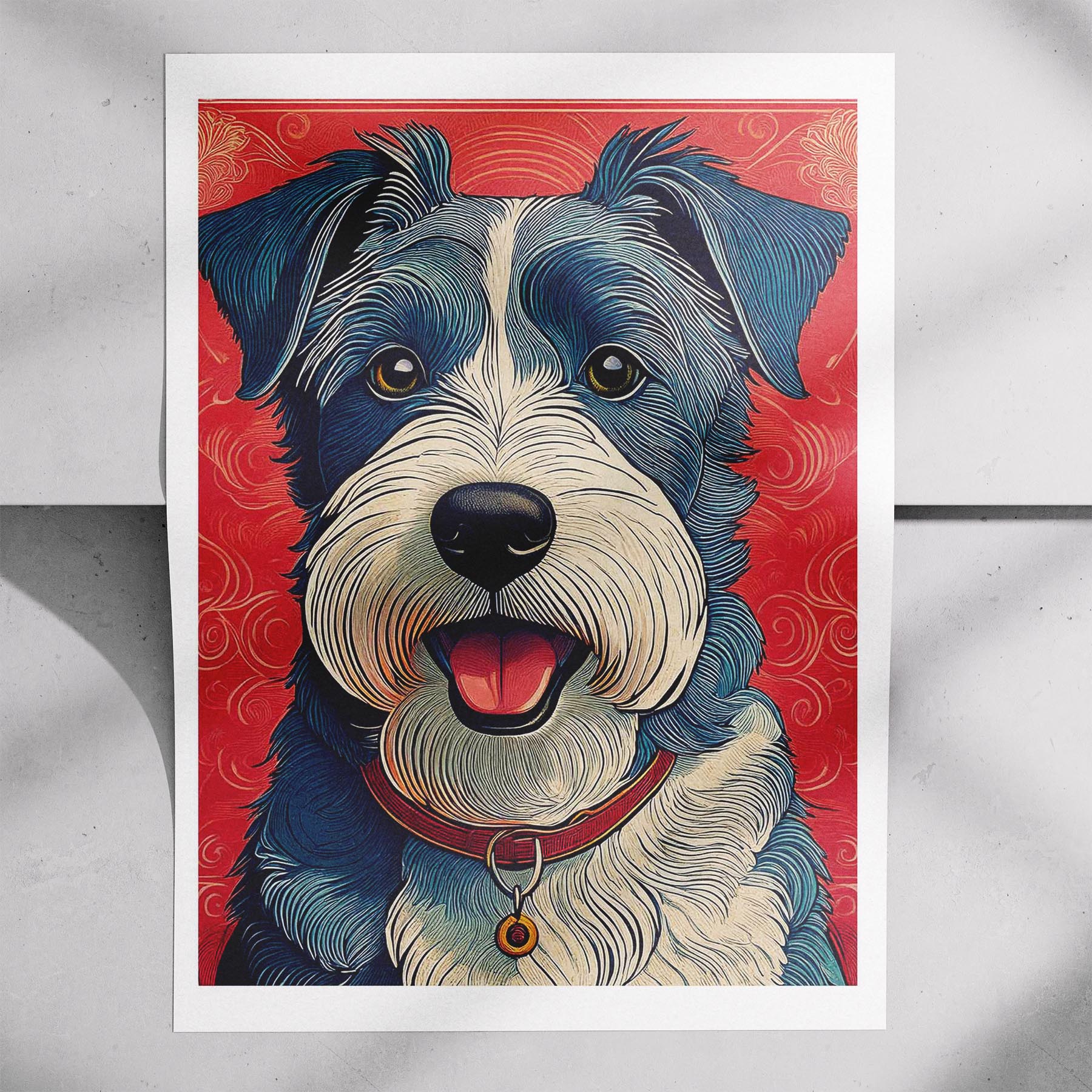 Fox Terrier Hokusai Japanese Inspired Dog Series 1 image 7