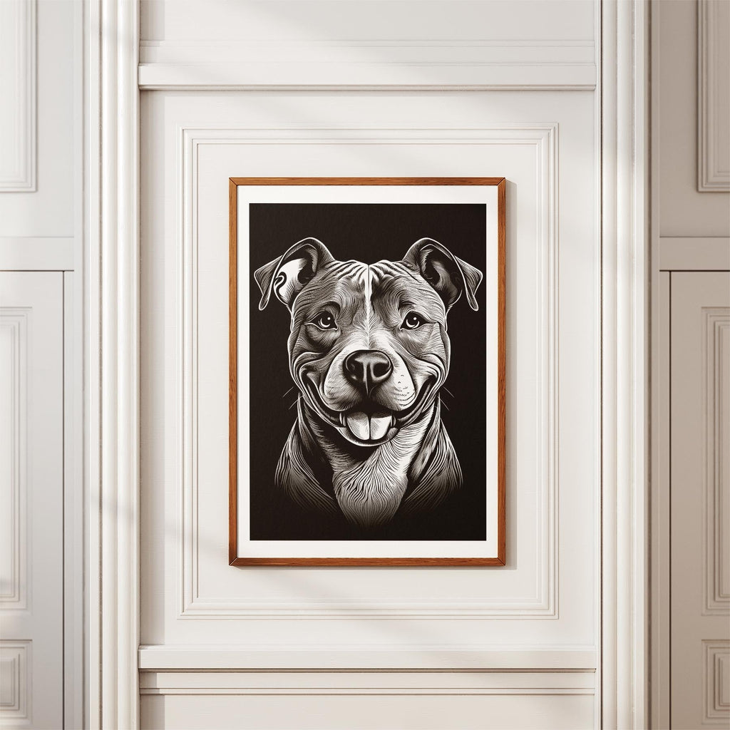 American Pitbull Terrier Line Dog Series in Black and White image 3