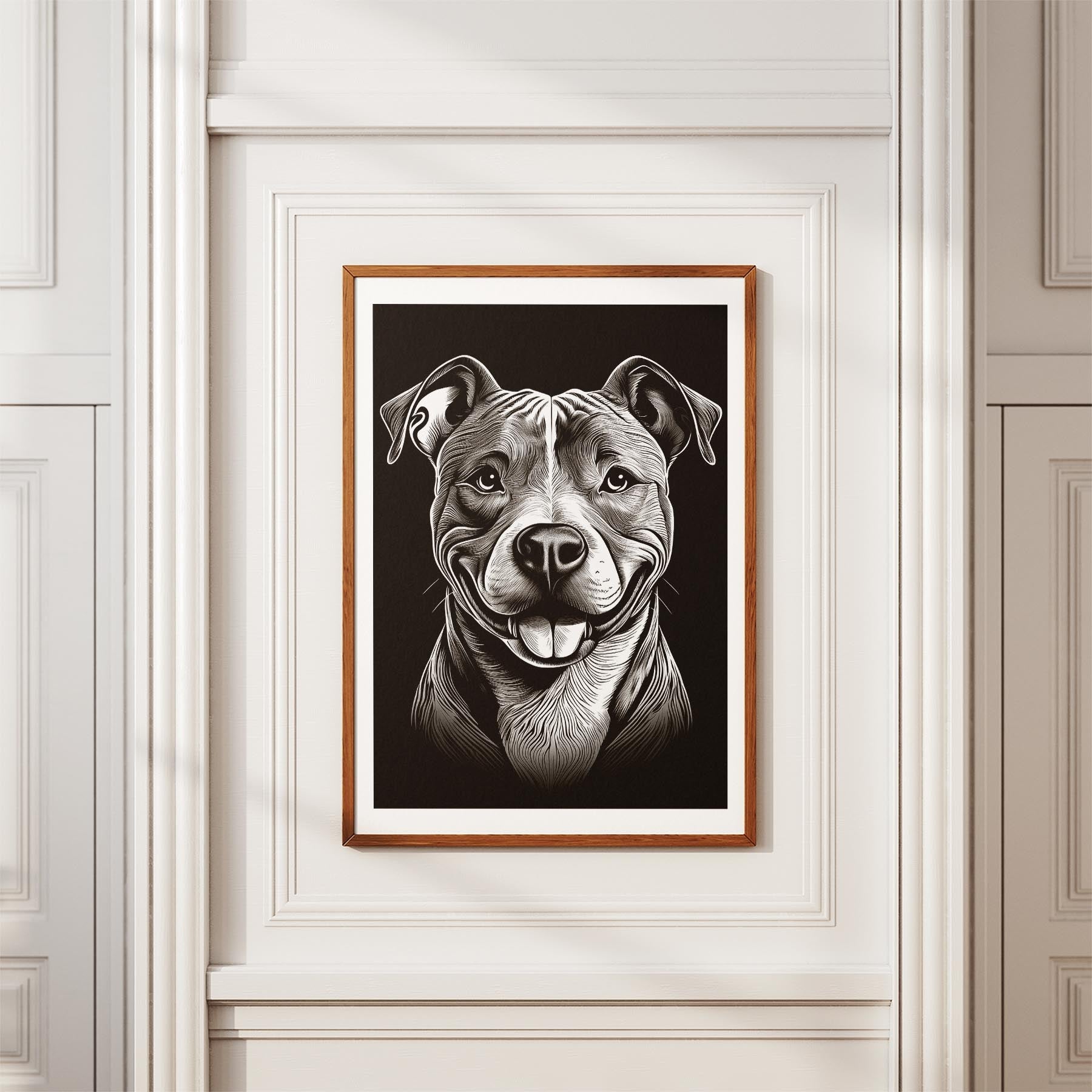 American Pitbull Terrier Line Dog Series in Black and White image 3
