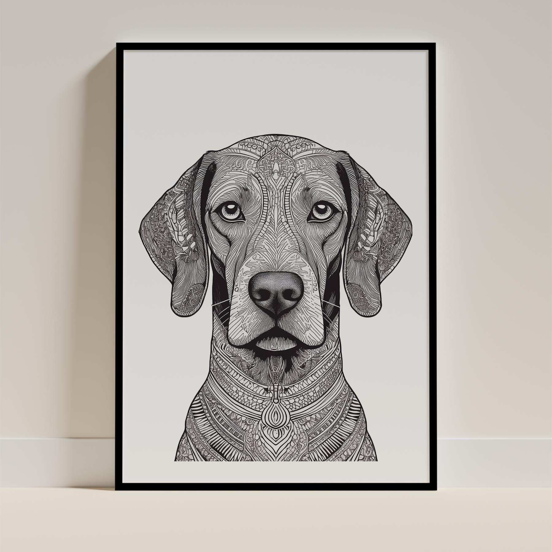 Hungarian Vizsla Mandala Black and White Dog Series image 0