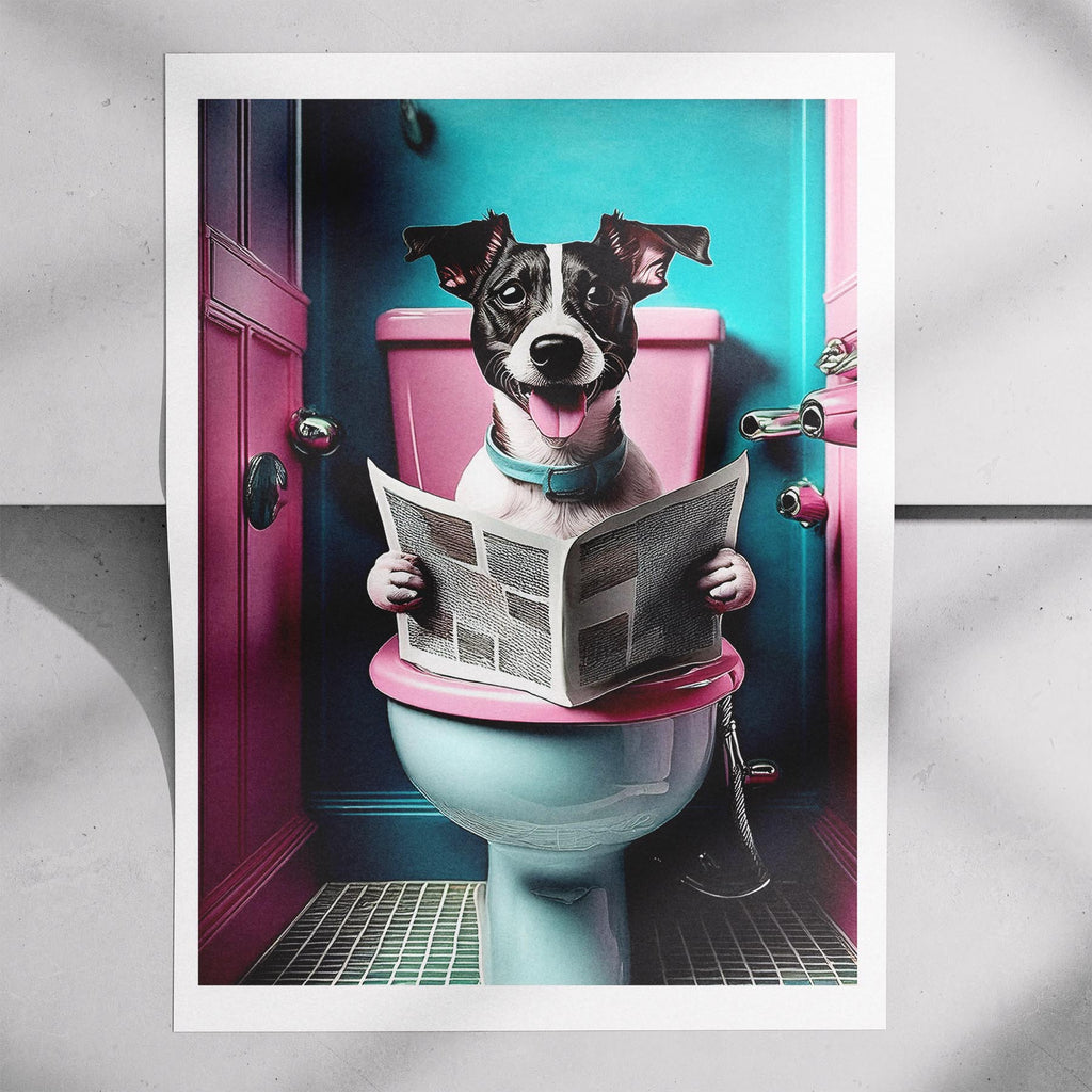 Jack Russell Toilet Dogs PInk and Turquise image 7