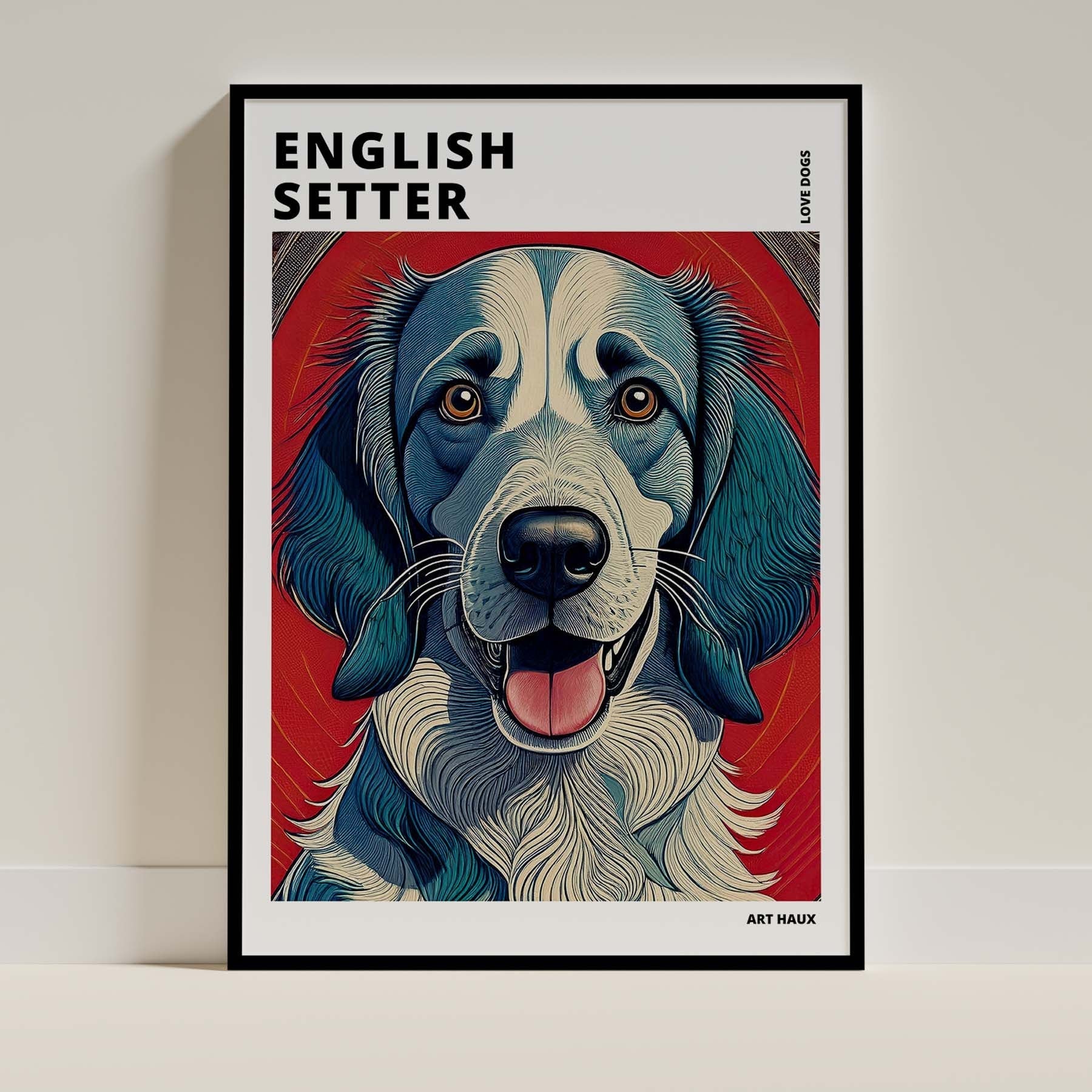 English Setter Hokusai Japanese Inspired Dog Series with Text image 0