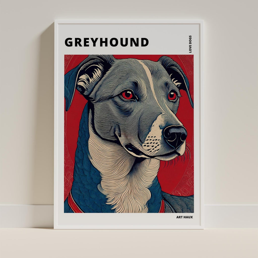 Greyhound Hokusai Japanese Inspired Dog Series with Text image 8