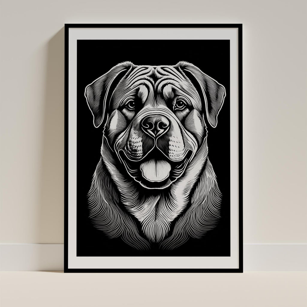 Mastiff Line Dog Series in Black and White image 0