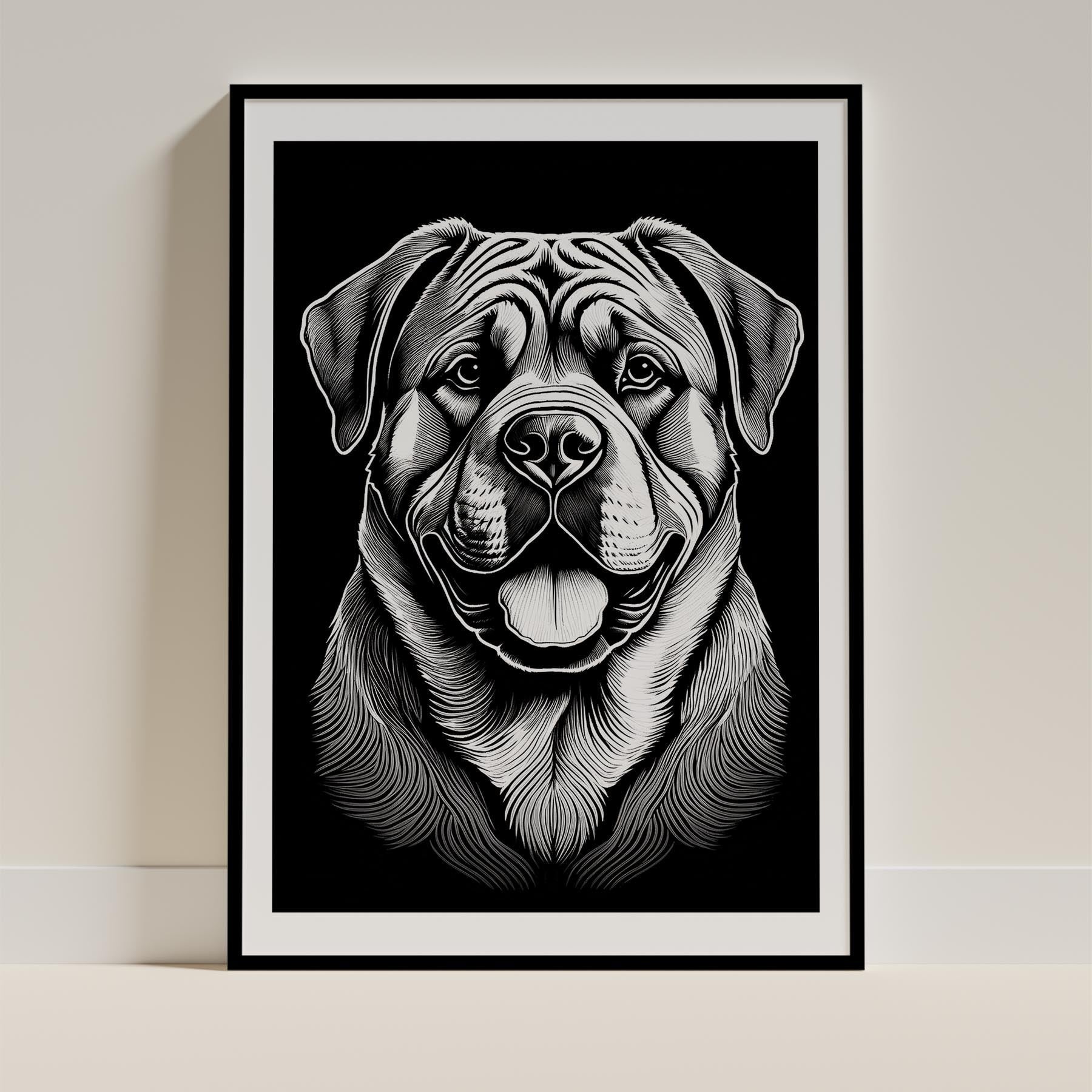 Mastiff Line Dog Series in Black and White image 0