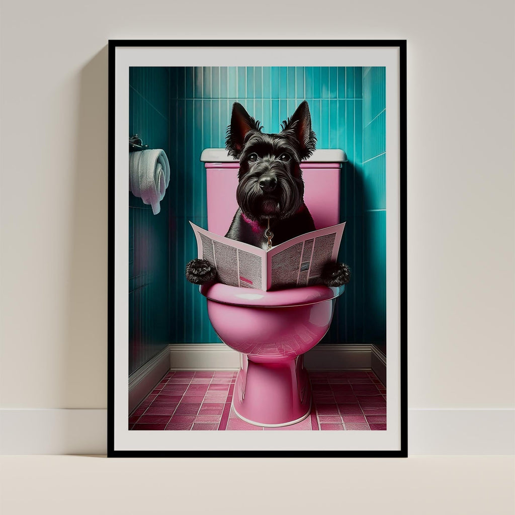 Black Russian Terrier Toilet Dogs PInk and Turquise image 0