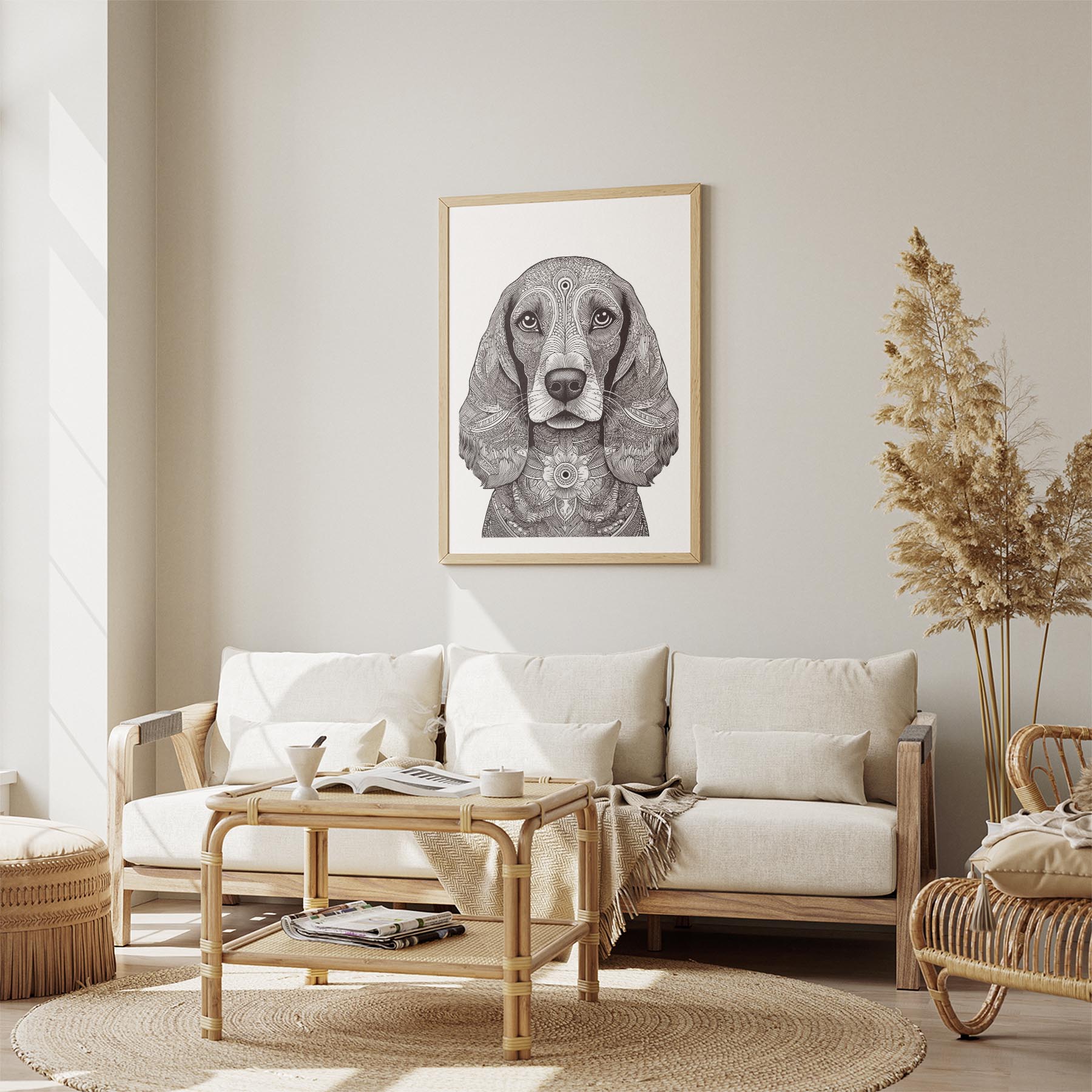 Cocker Spaniel Mandala Black and White Dog Series image 2