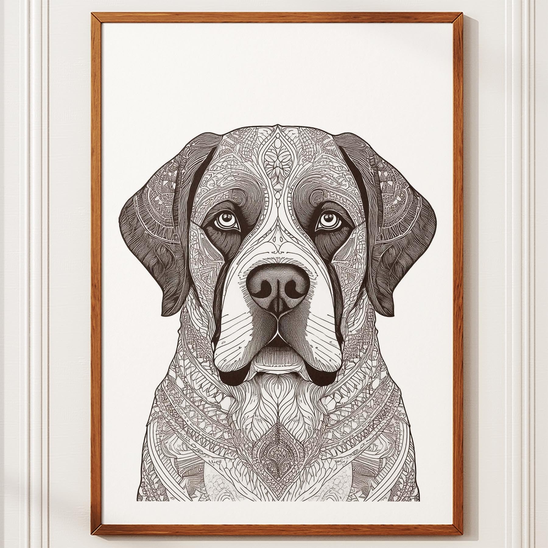 Saint Bernard Mandala Black and White Dog Series image 10