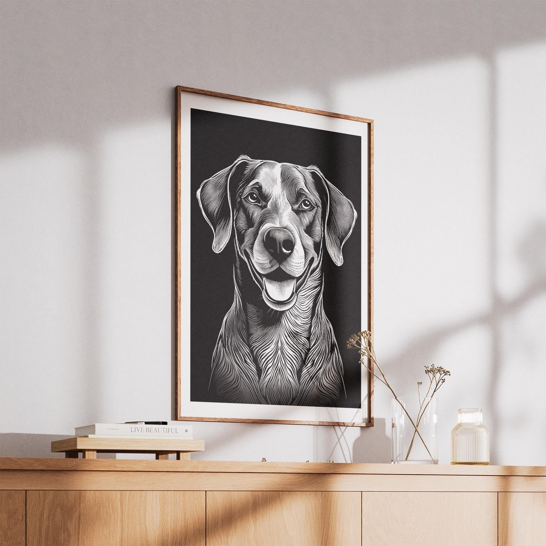 German Pointer Line Dog Series in Black and White image 5