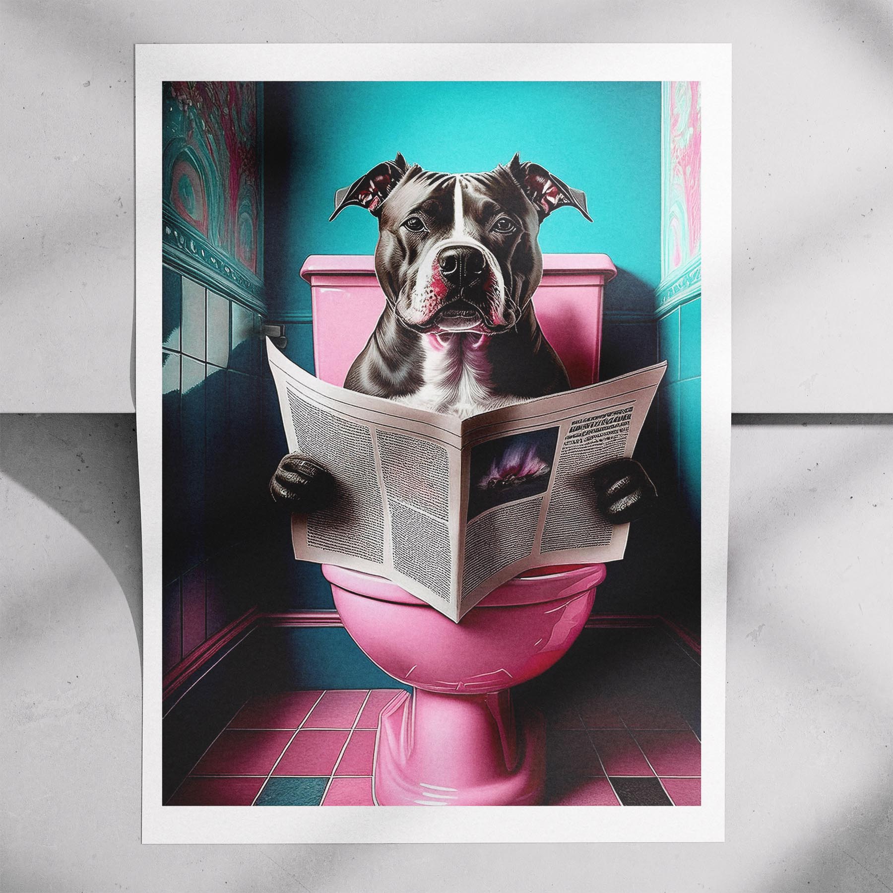 American Pitbull Terrier Toilet Dogs PInk and Turquise image 7