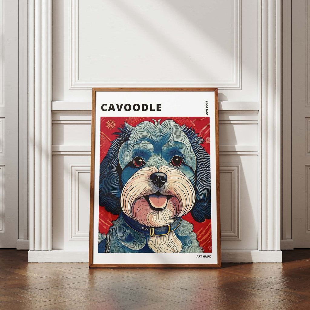 Cavoodle Hokusai Japanese Inspired Dog Series with Text image 4