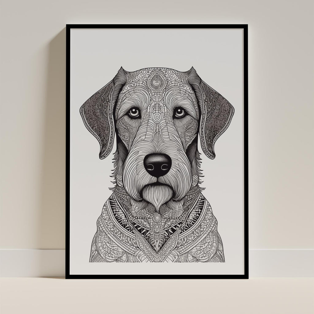 Irish Wolfhound Mandala Black and White Dog Series image 0