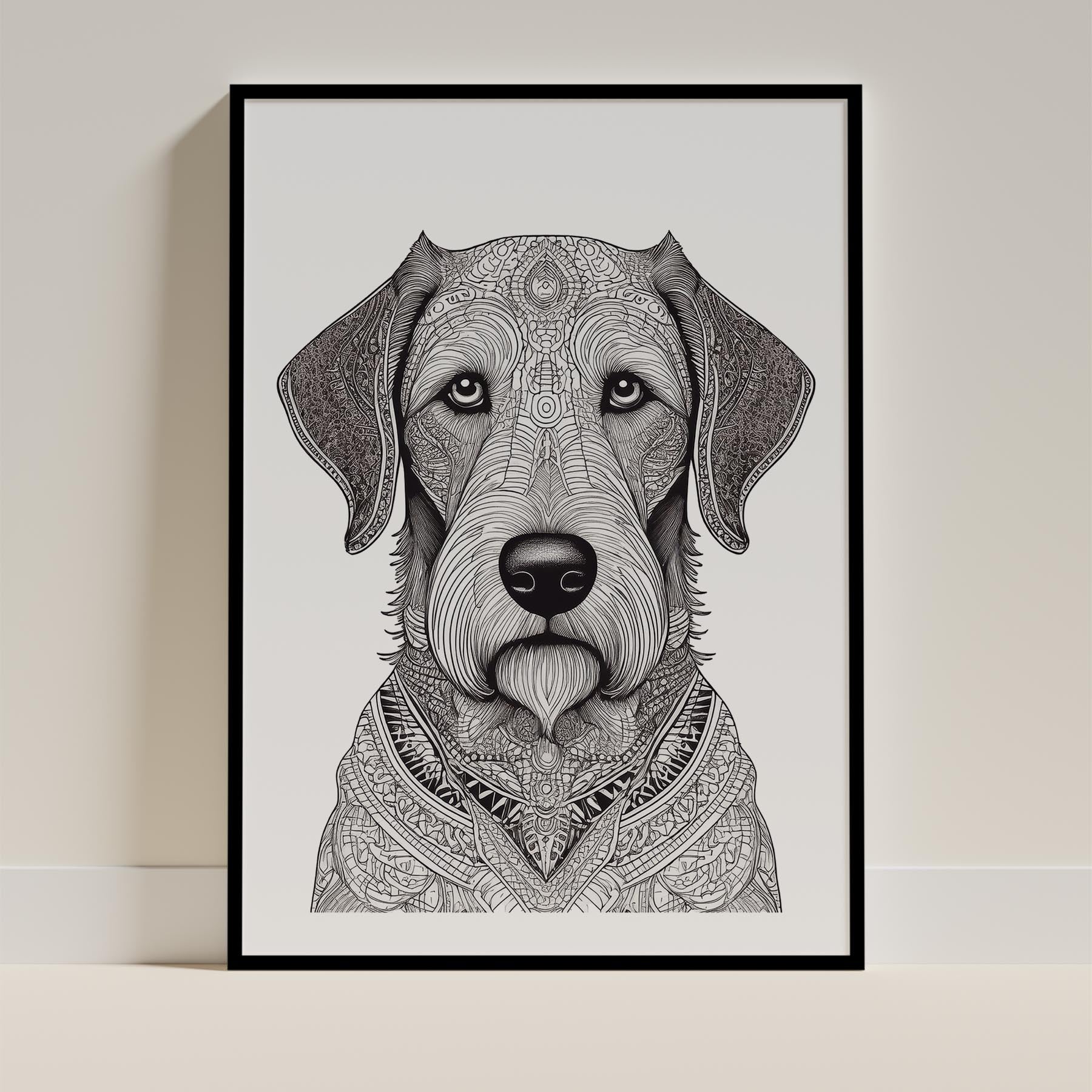 Irish Wolfhound Mandala Black and White Dog Series image 0