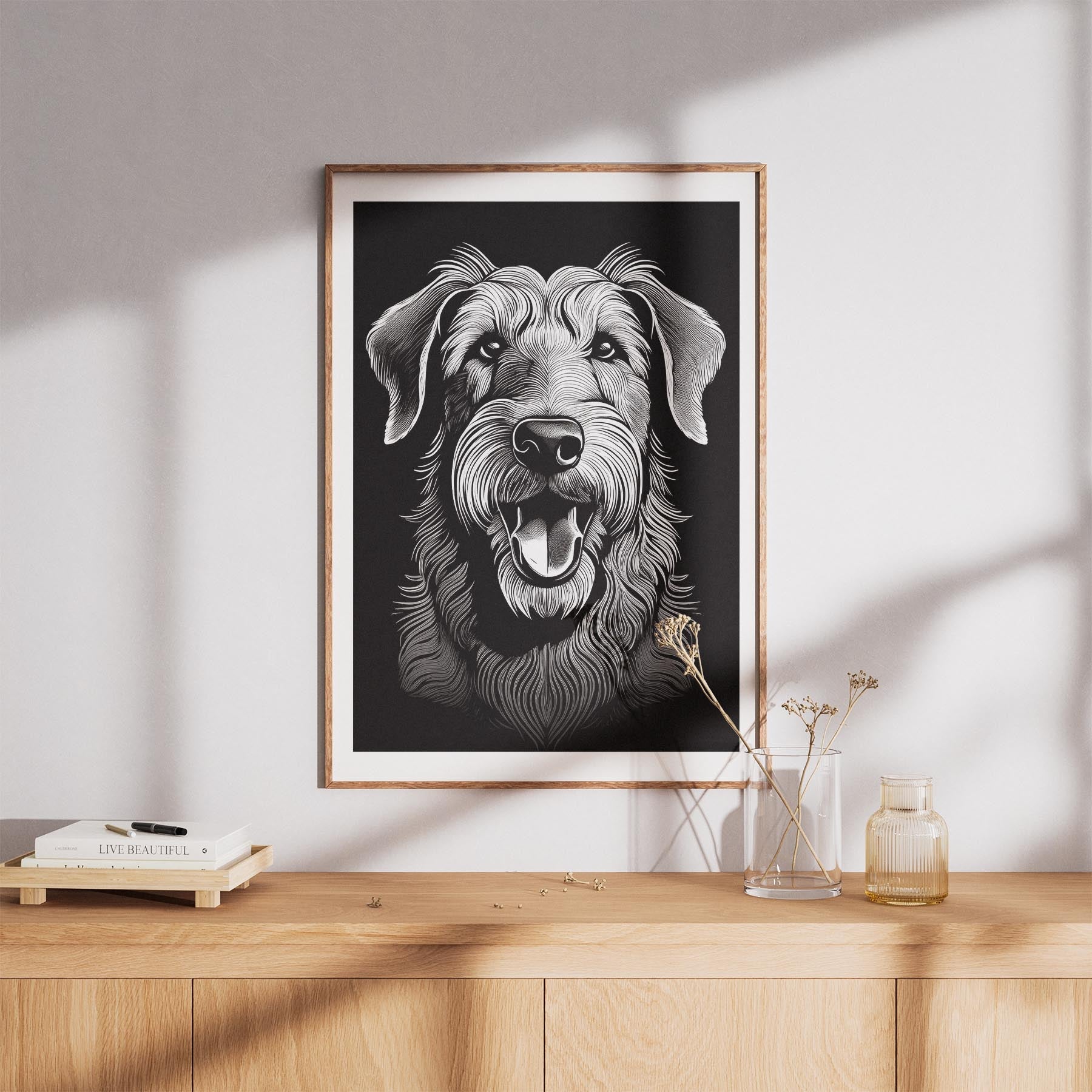 Irish Wolfhound Line Dog Series in Black and White image 8