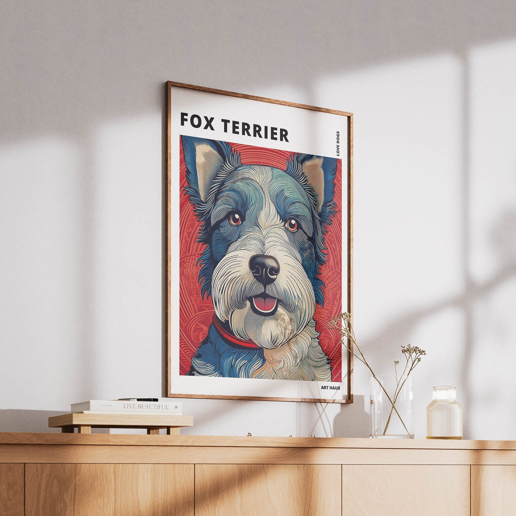 Fox Terrier Hokusai Japanese Inspired Dog Series with Text image 5