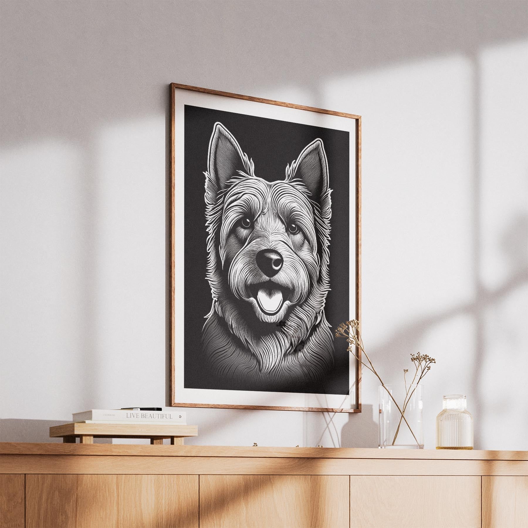 Australian Silky Terrier Line Dog Series in Black and White image 5
