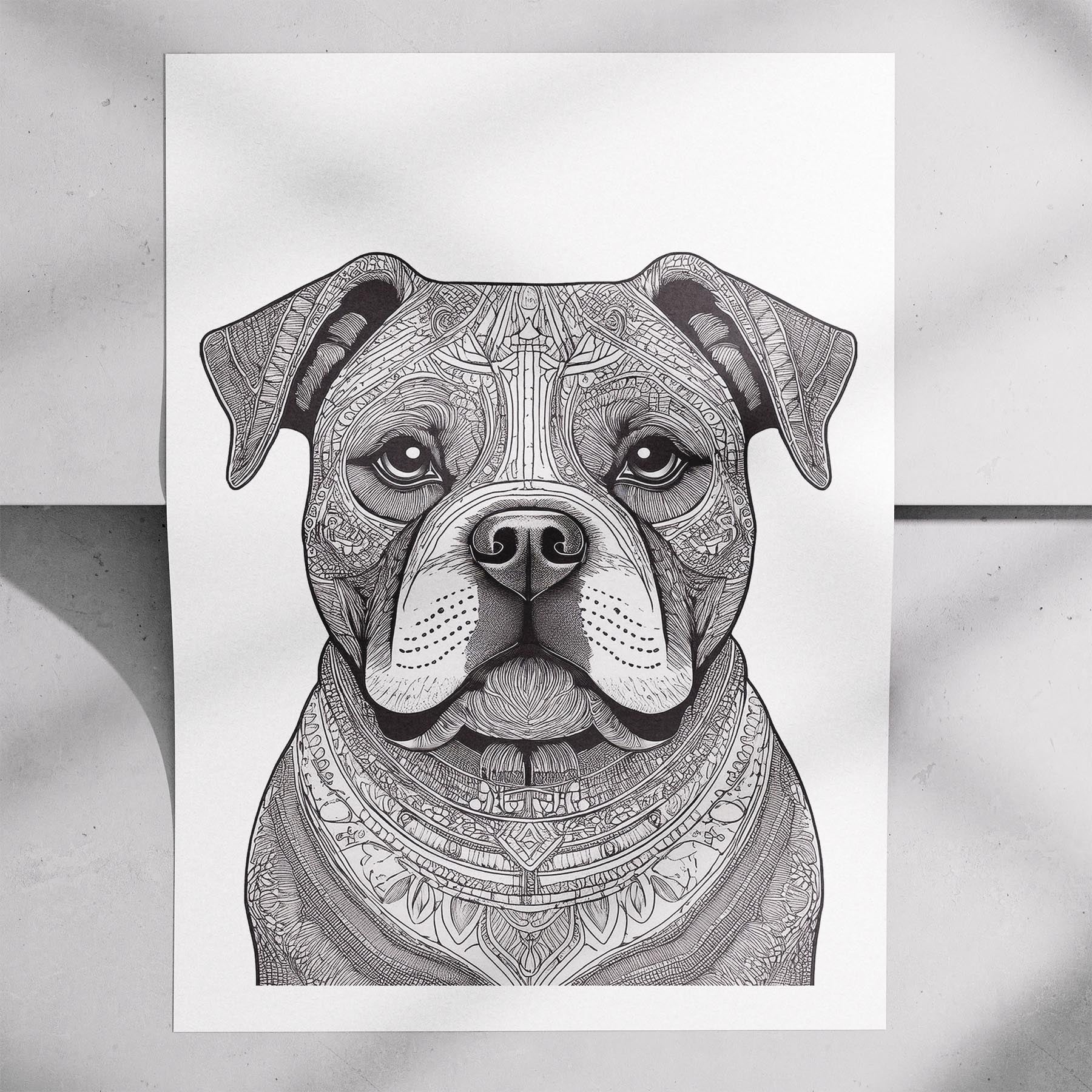 Bulldog Mandala Black and White Dog Series image 7
