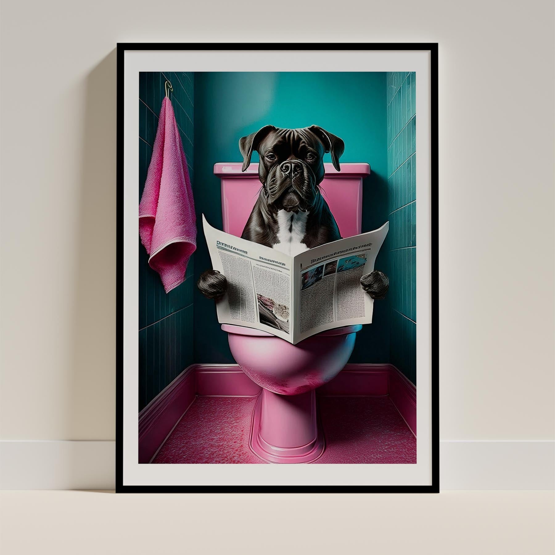 Boxer Toilet Dogs PInk and Turquise image 0
