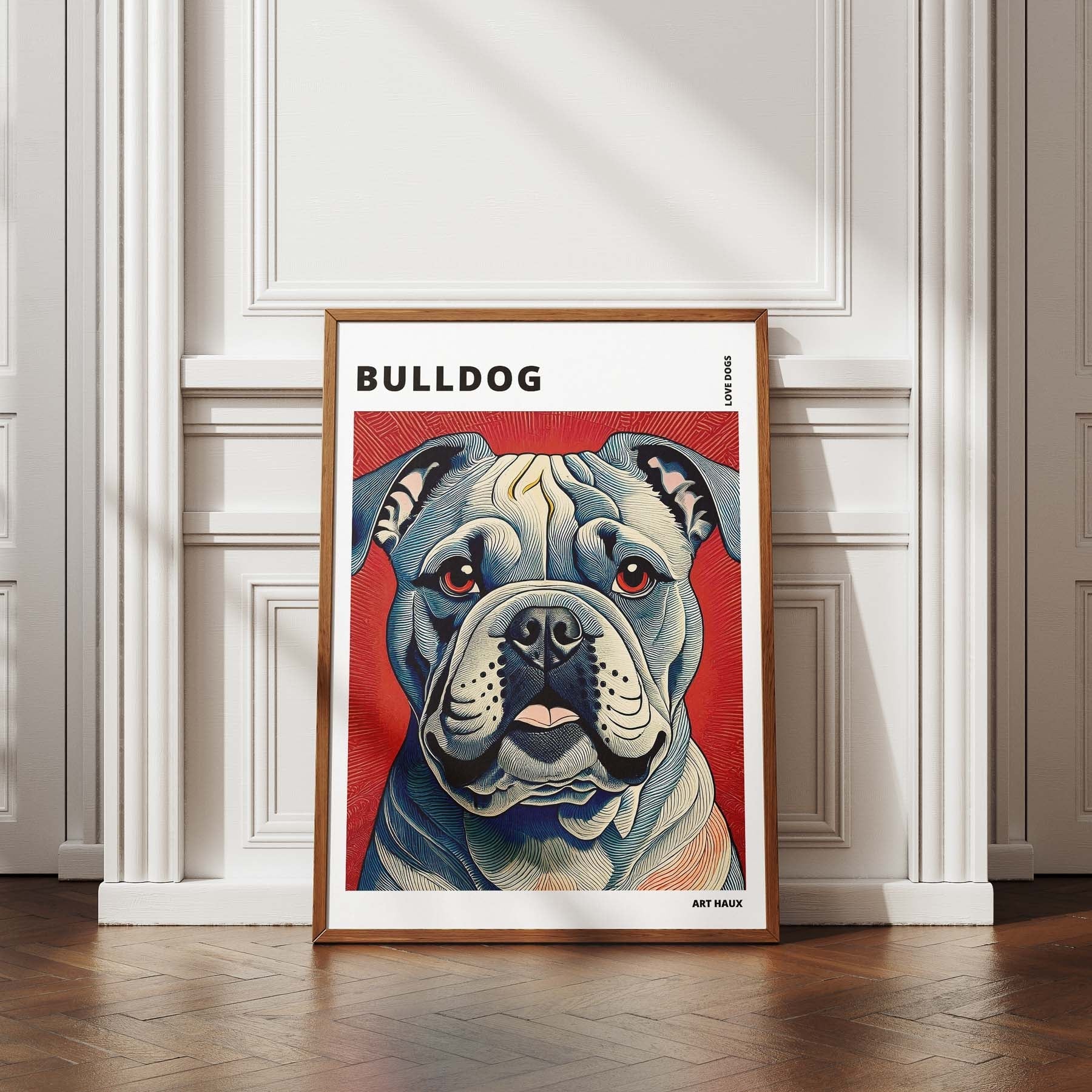Bulldog Hokusai Japanese Inspired Dog Series with Text image 4