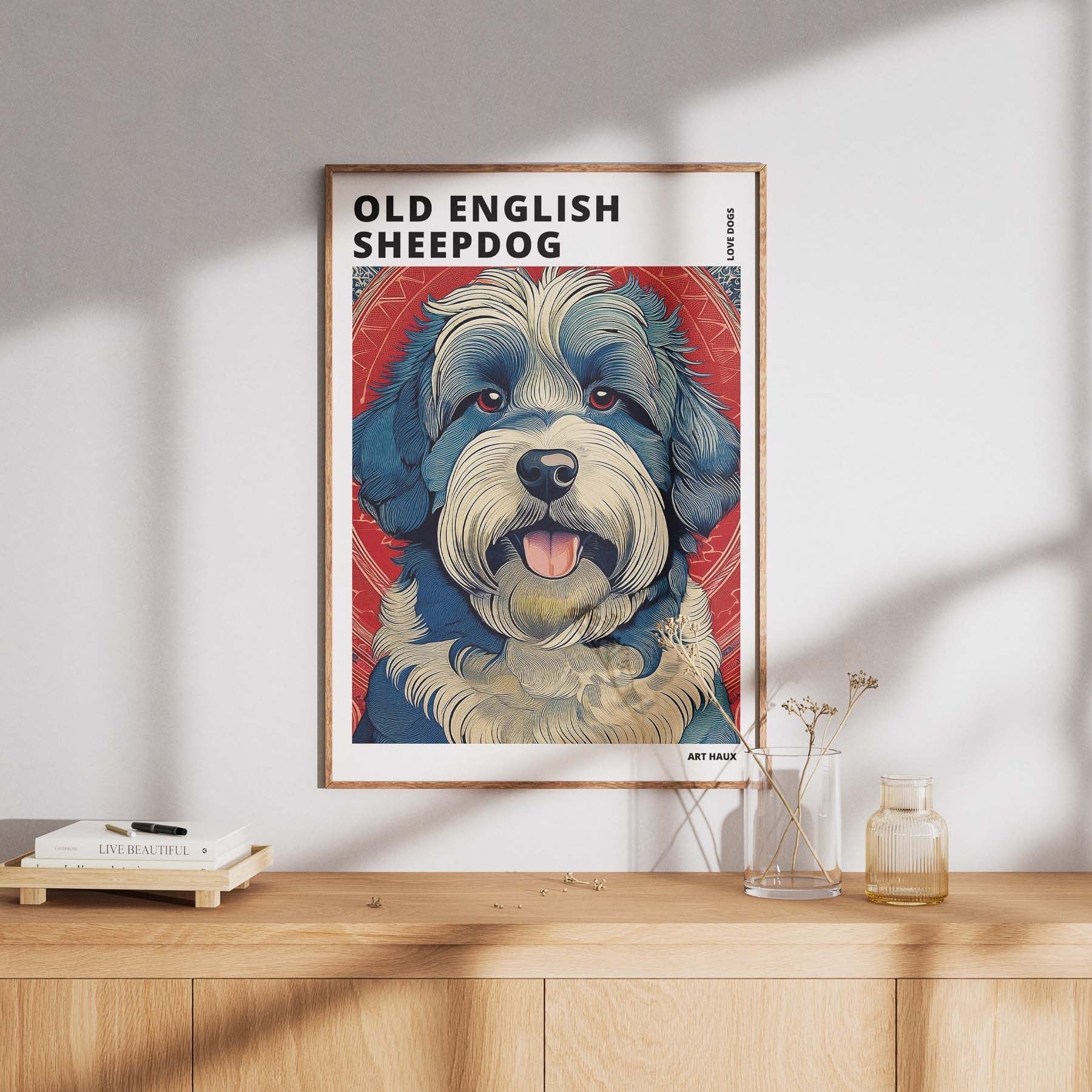 Old English Sheepdog Hokusai Japanese Inspired Dog Series with Text image 7