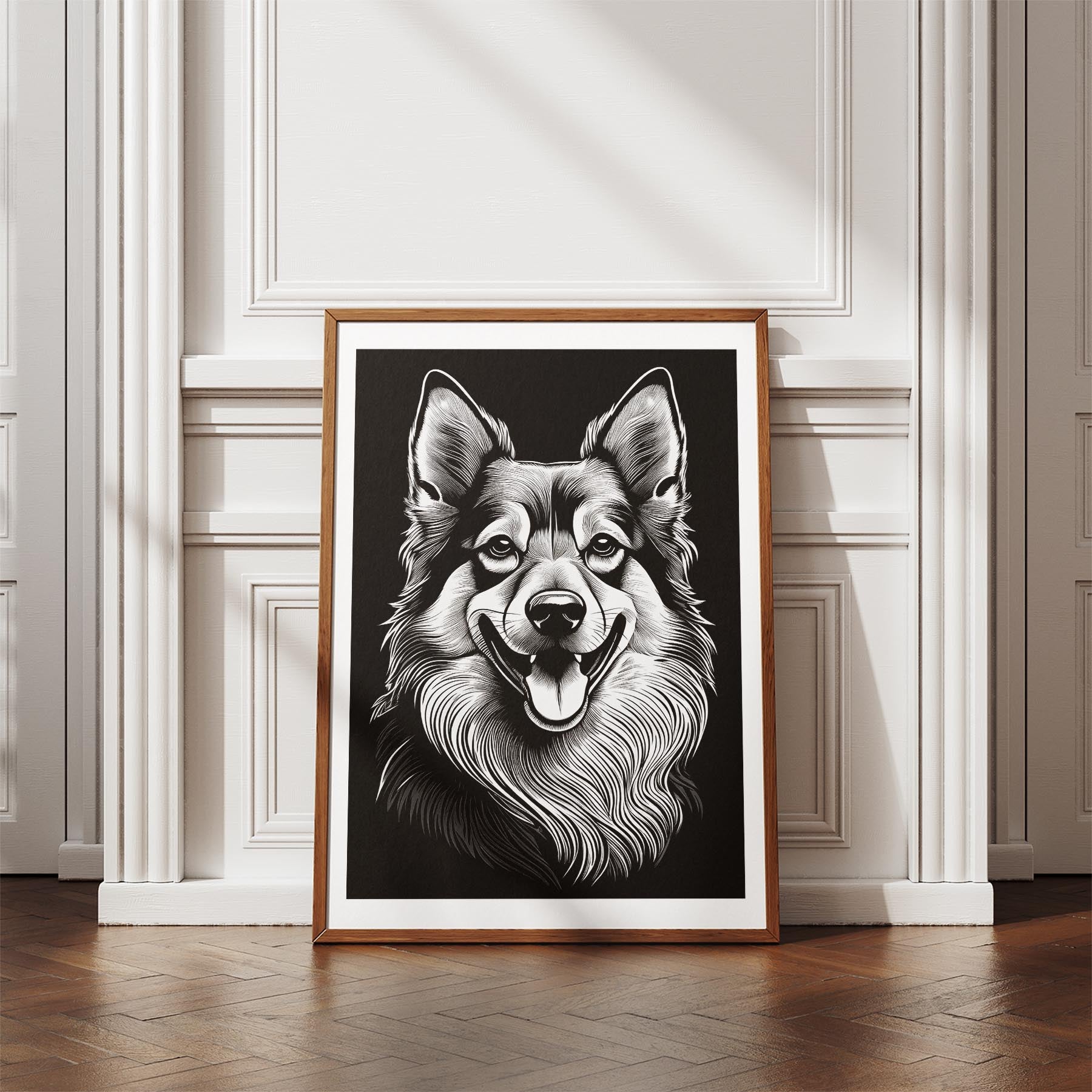 German Spitz Line Dog Series in Black and White image 4