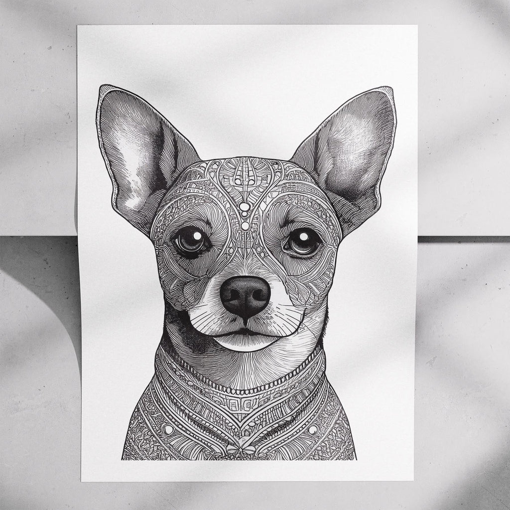 Chihuahua Mandala Black and White Dog Series image 7