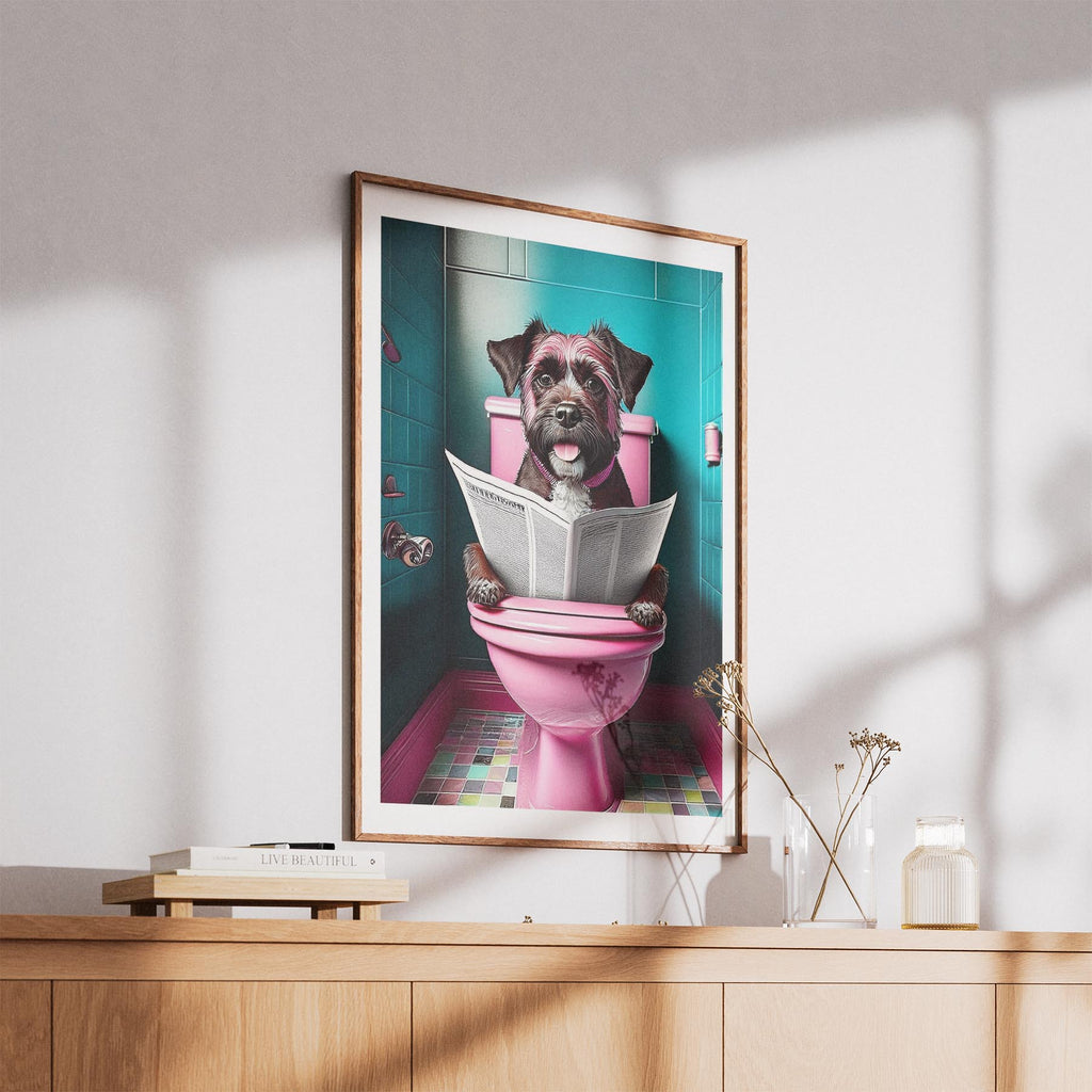 Border Terrier Toilet Dogs PInk and Turquise image 5