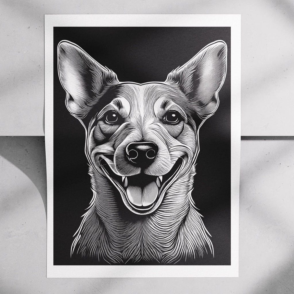 Jack Russell Line Dog Series in Black and White image 7