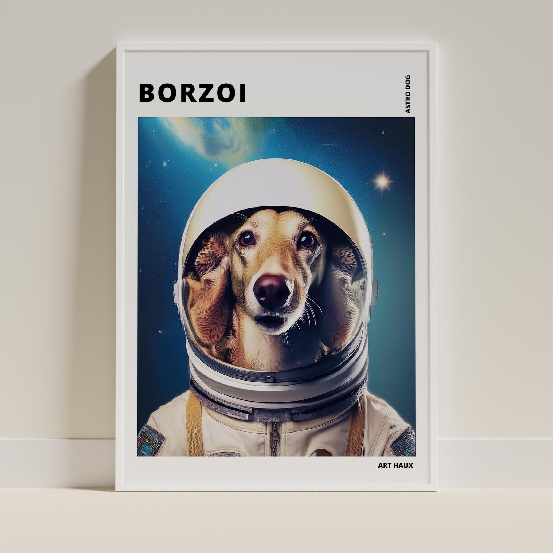Borzoi Astronaut Dog Series with Text Astro Dog image 9