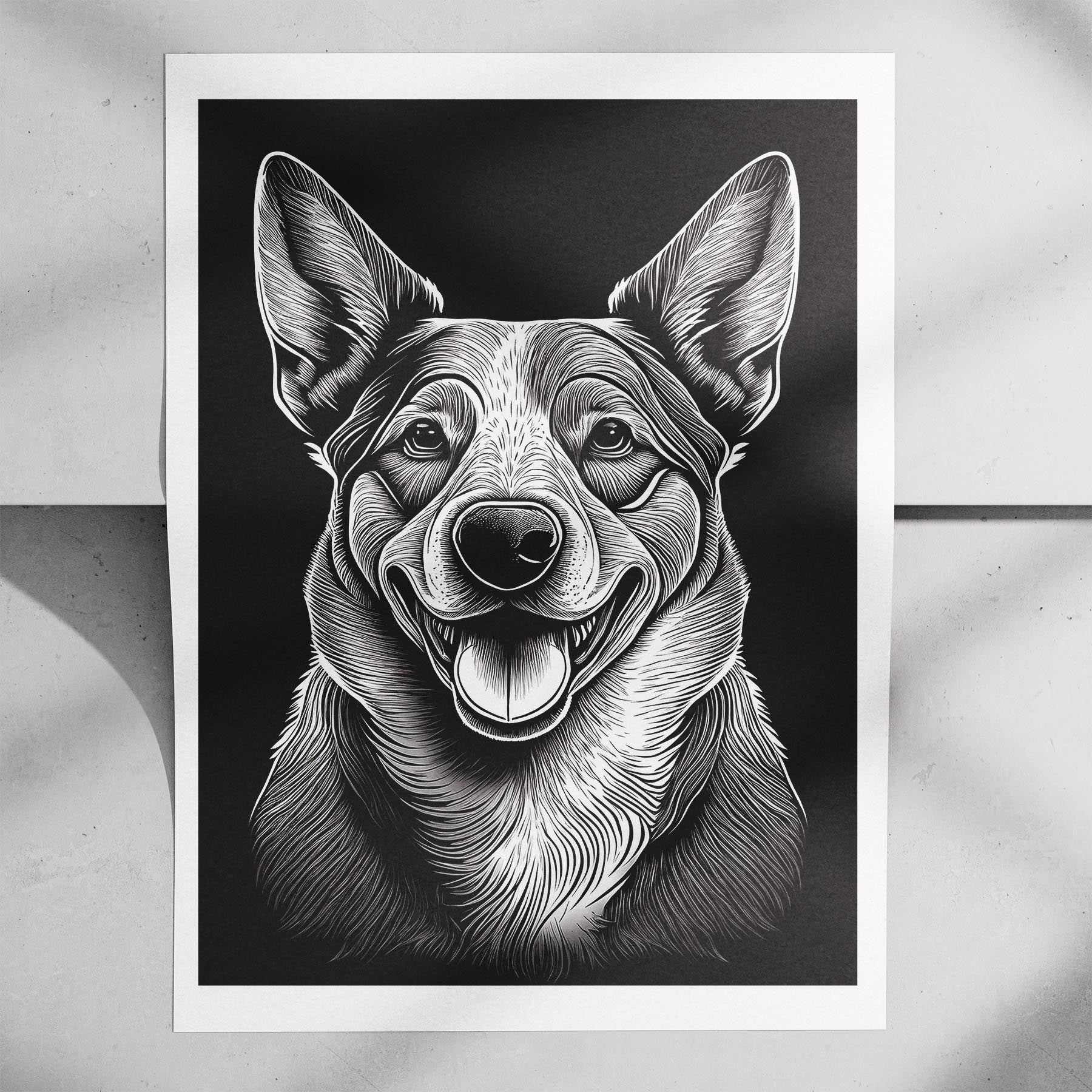 Cattle Dog Line Dog Series in Black and White image 7