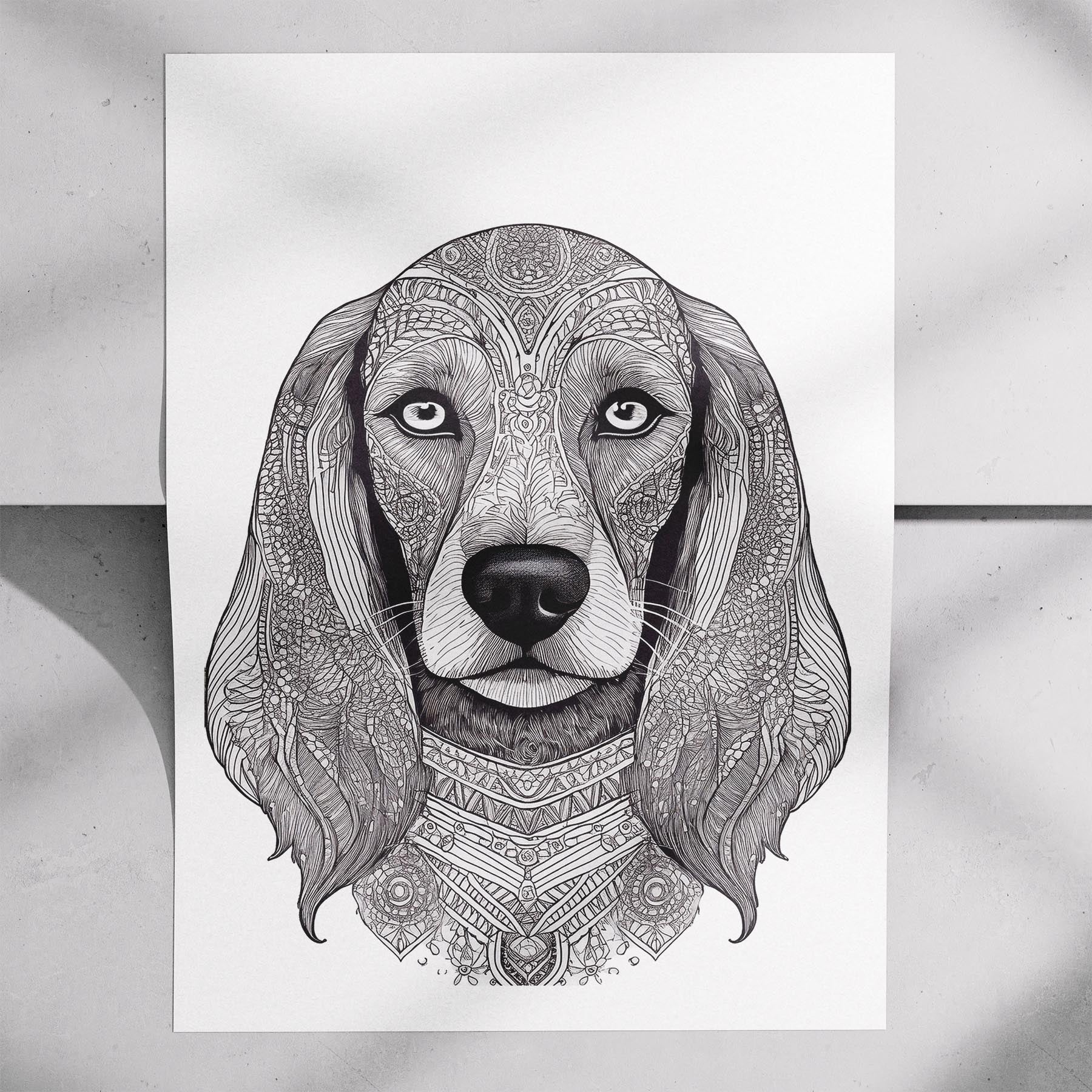 Afghan Mandala Black and White Dog Series image 7