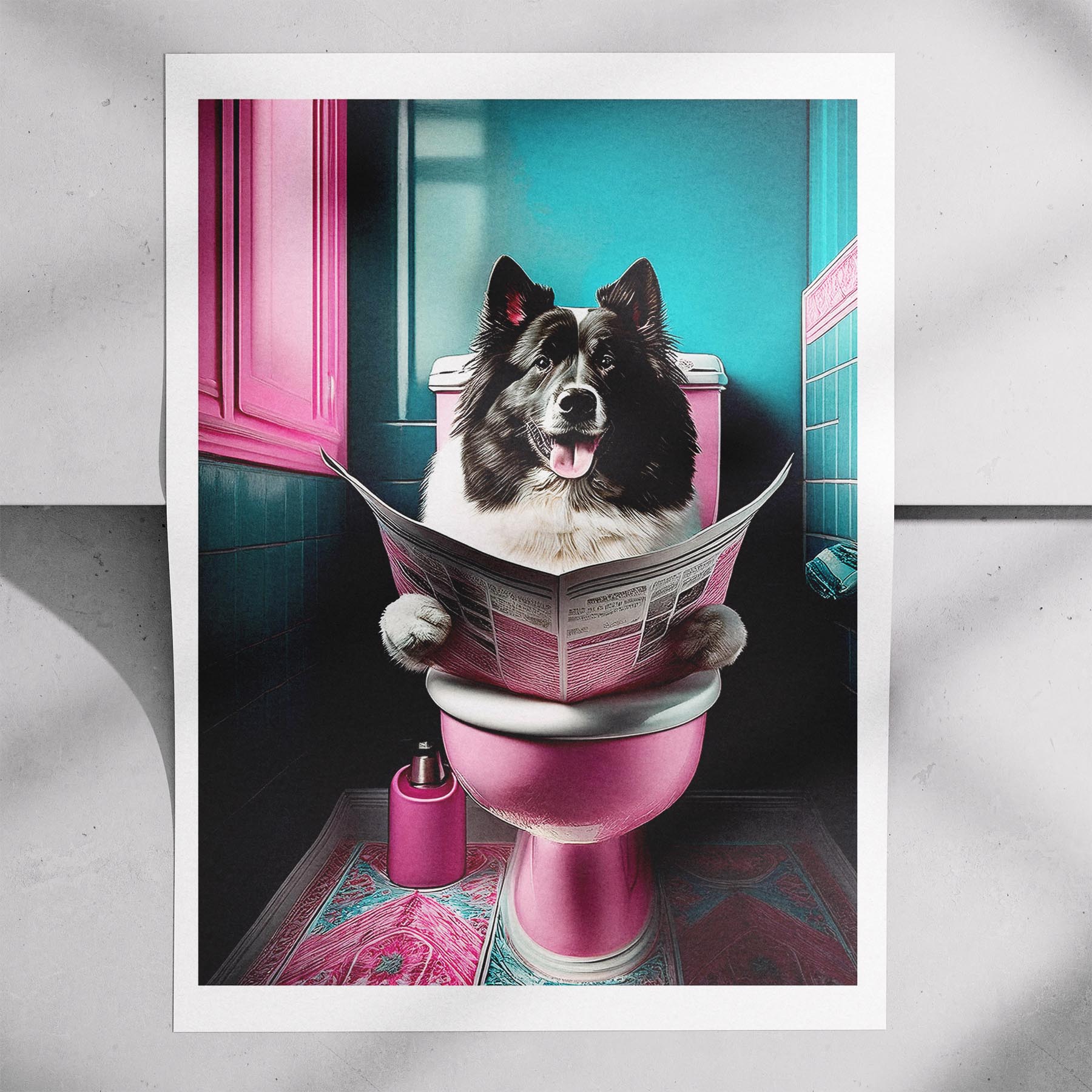 Samoyed Toilet Dogs PInk and Turquise image 7